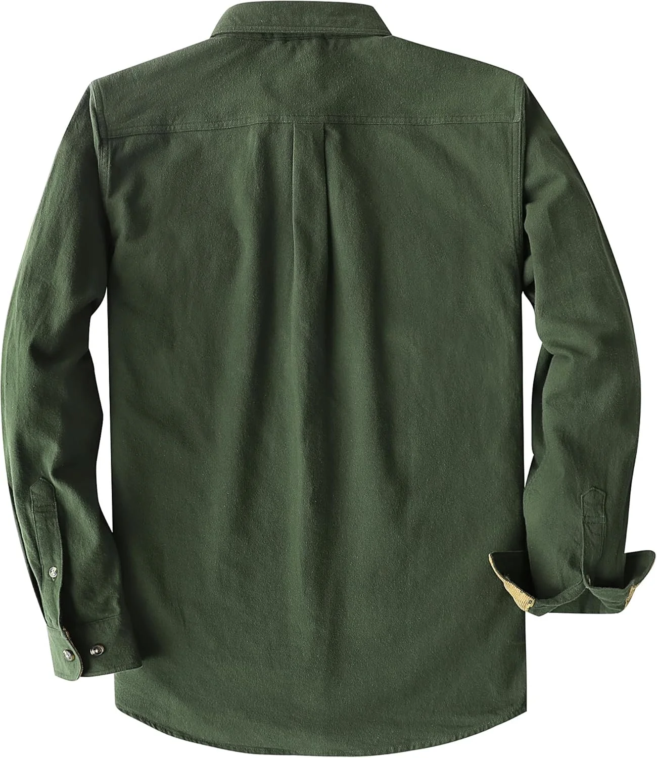 پیراهن مردانه فلانل آستین بلند Dubinik®، پیراهن دکمه دار غیر رسمی و برس خورده 100% پنبه ای، سبز ارتشی، S