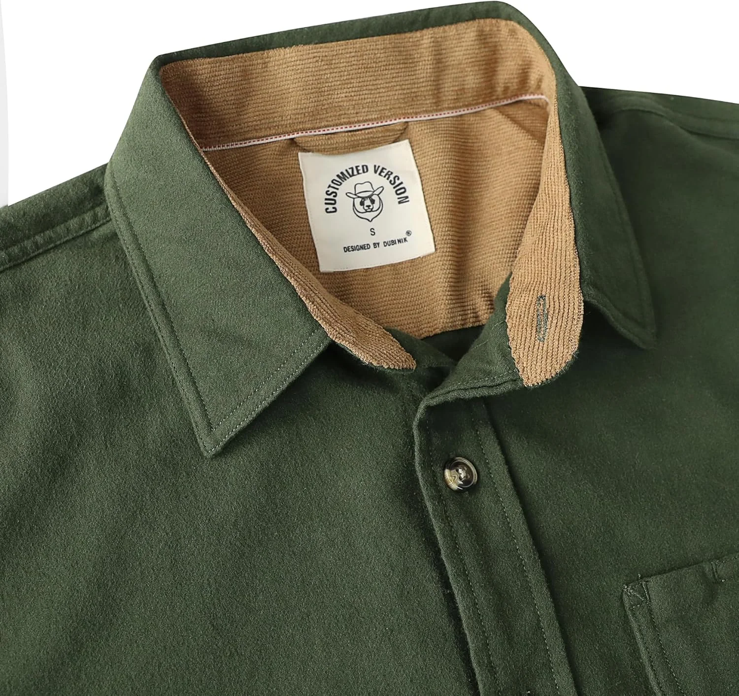 پیراهن مردانه فلانل Dubinik® آستین بلند، پیراهن فلانل مردانه دکمه دار غیر رسمی، پنبه 100٪ برس خورده، سبز ارتشی، 3XL