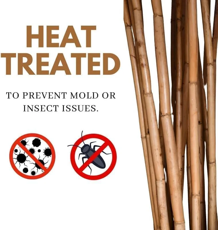 چوب های بامبو طبیعی Ahlatech برای پشتیبانی از گیاهان - چوب باغبانی بادوام و سازگار با محیط زیست برای گل ها، سبزیجات و گیاهان رونده 150 سانتی متر، 180 سانتی متر، 210 سانتی متر، 240 سانتی متر و 300 سانتی متر (240 سانتی متر x 10 عدد)