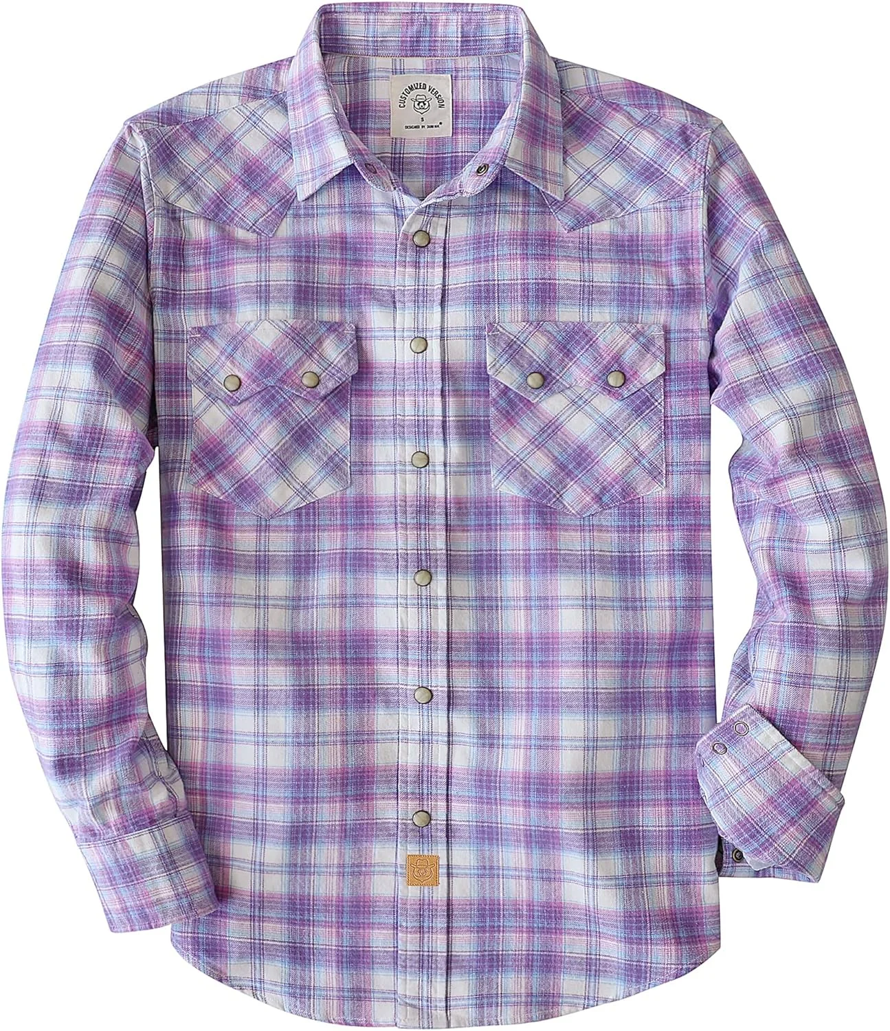 پیراهن فلانل مردانه Dubinik، آستین بلند، مدل وسترن، دکمه فشاری و دو جیب سینه برای راحتی غیررسمی