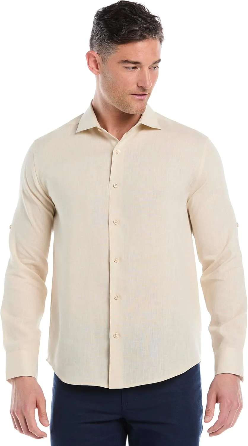پیراهن آستین بلند مردانه کوباورا مدل Travelselect™ با ترکیب پارچه لینن و دکمه