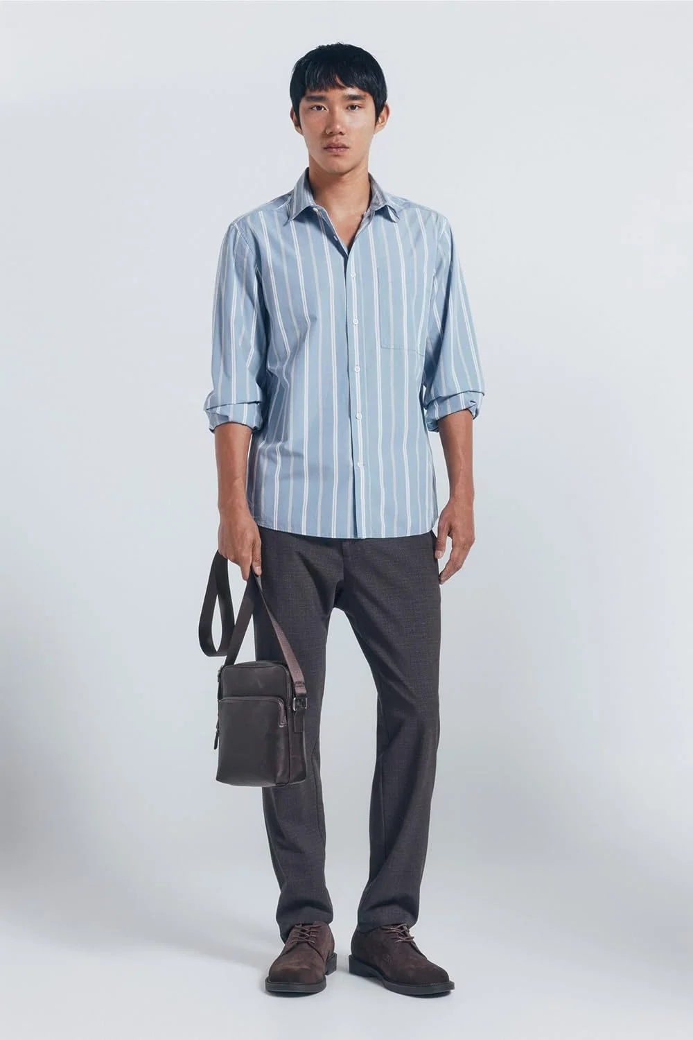 پیراهن مردانه آستین بلند اسپرینگفیلد مدل Popelin Stripes با جیب جلوی سمت چپ