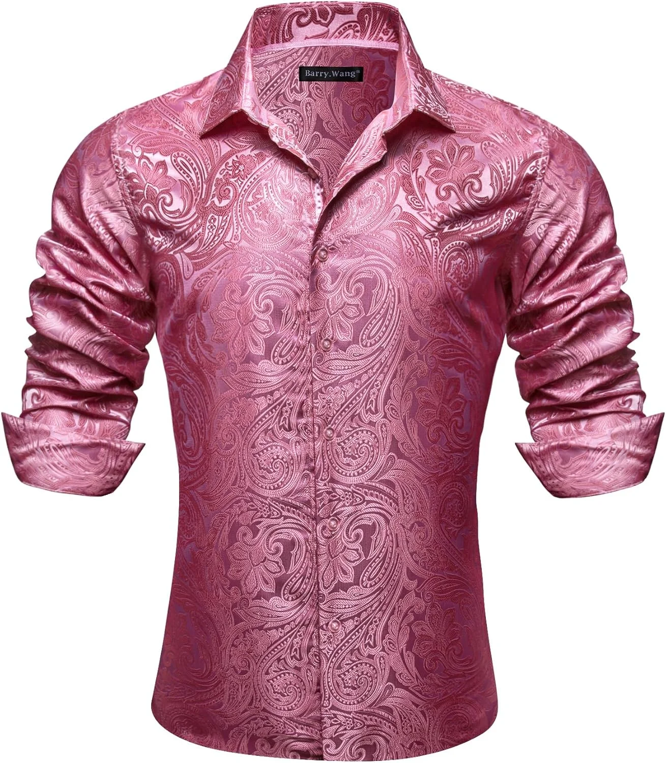 پیراهن مردانه چهارخانه آستین بلند دکمه دار Barry.Wang، پیراهن کار نخی، پیراهن روزمره/رسمی Chambary Western