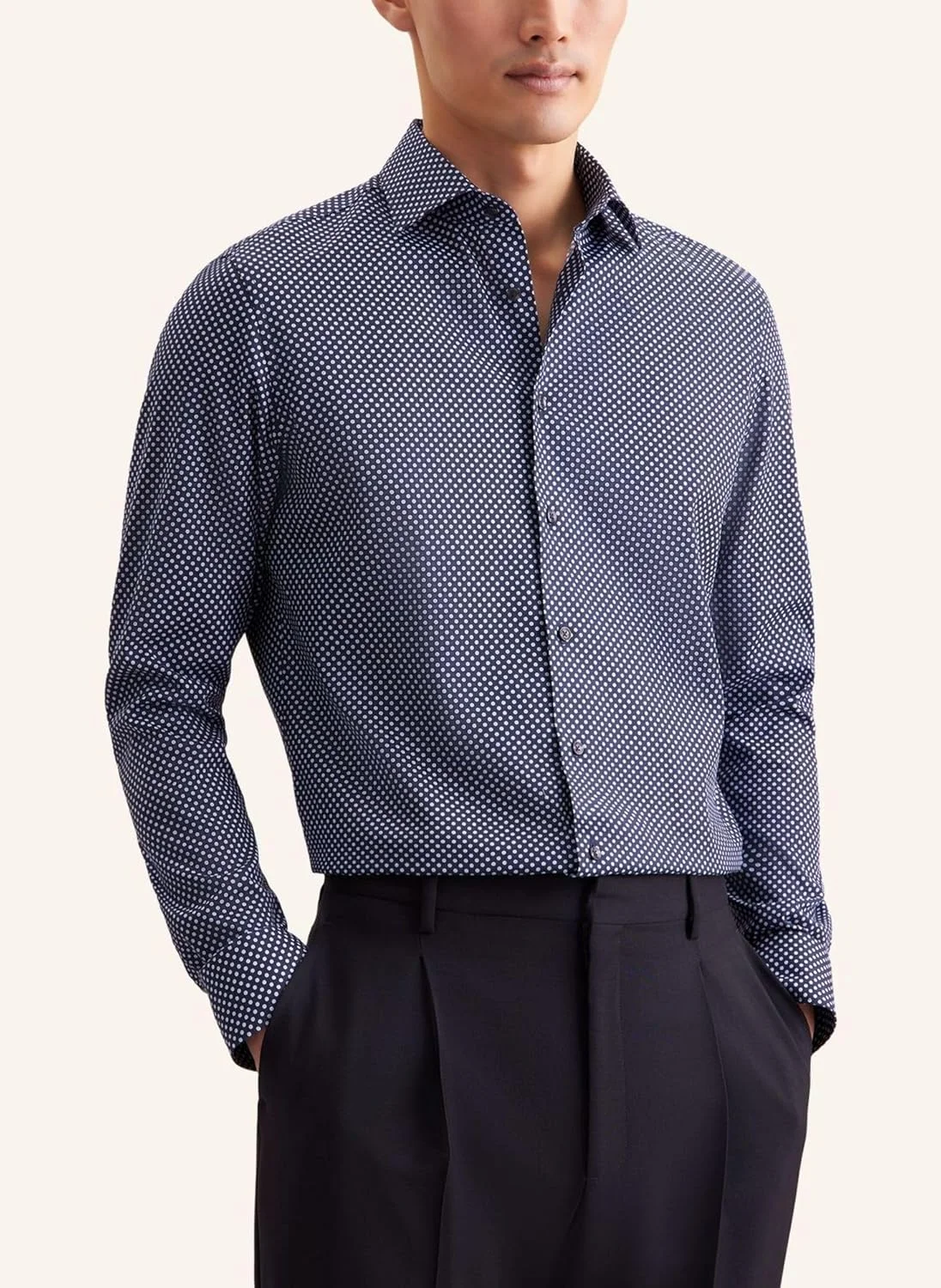 پیراهن مردانه آستین بلند Slim Fit Seidensticker، آبی، 38