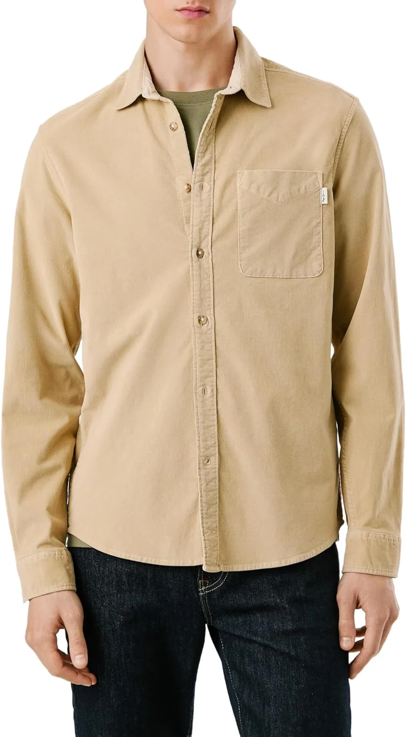 پیراهن مردانه پپه جینز مدل Clayton، قهوه ای (بژ سنگی)، سایز S پیراهن مردانه پپه جینز مدل Clayton، قهوه ای (بژ سنگی)، سایز S