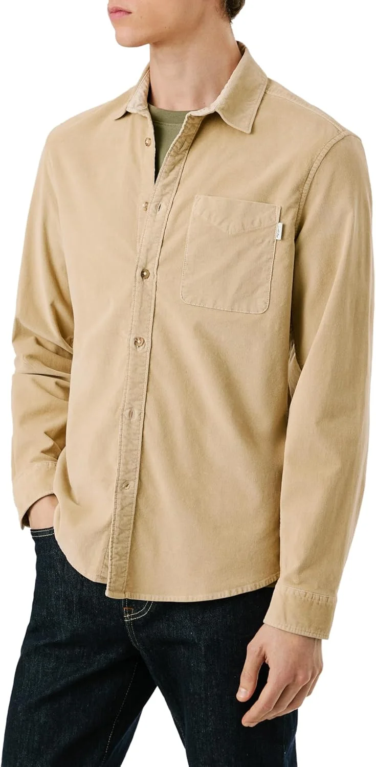 پیراهن مردانه پپه جینز مدل Clayton، قهوه ای (بژ سنگی)، سایز S پیراهن مردانه پپه جینز مدل Clayton، قهوه ای (بژ سنگی)، سایز S