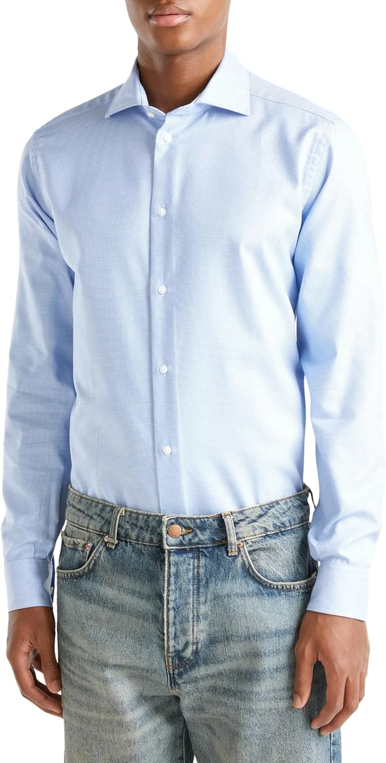 پیراهن مردانه یقه فرانسوی باریک United Colors of Benetton مدل 5h4tuq04d، آبی، سایز ایکس اسمال پیراهن مردانه یقه فرانسوی باریک United Colors of Benetton مدل 5h4tuq04d، آبی، سایز ایکس اسمال