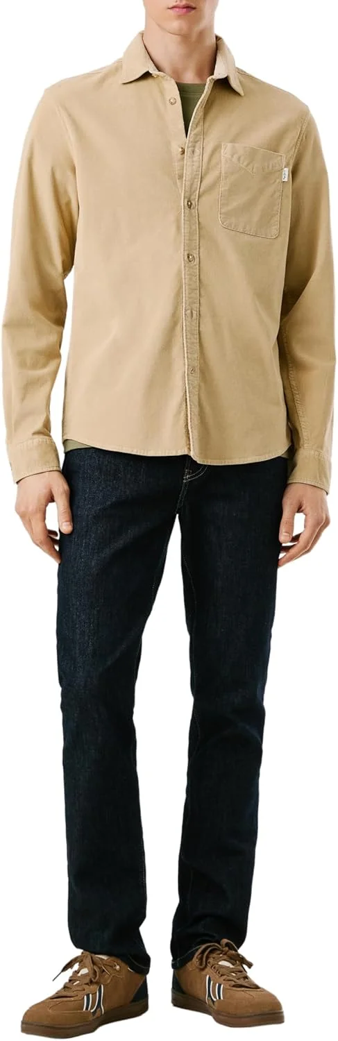 پیراهن مردانه پپه جینز مدل Clayton، قهوه ای (بژ سنگی)، سایز S پیراهن مردانه پپه جینز مدل Clayton، قهوه ای (بژ سنگی)، سایز S