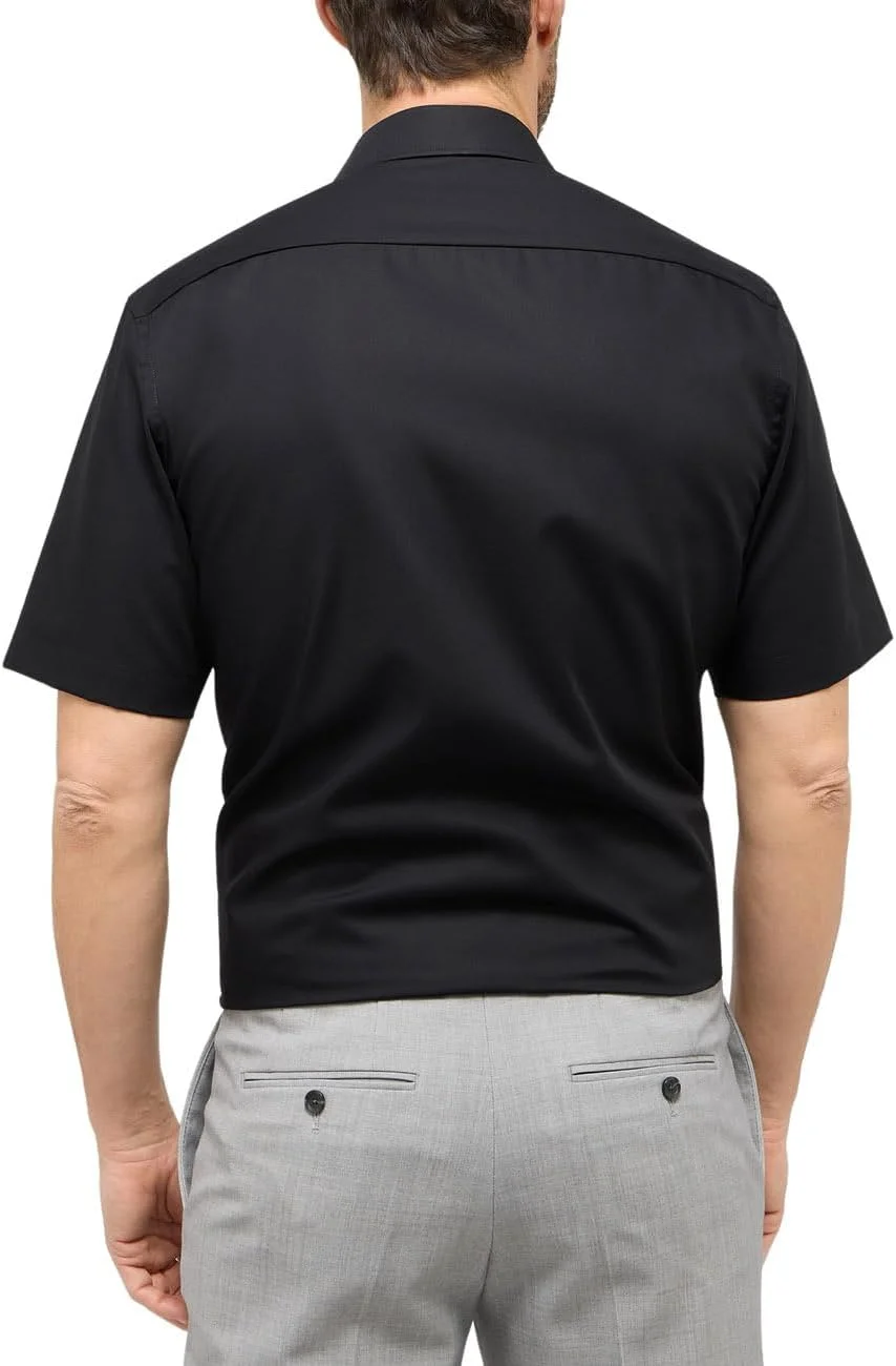 پیراهن آستین کوتاه مردانه ETERNA مدل Modern Fit، یقه New Kent، جنس پاپلین، مشکی، سایز 46 پیراهن آستین کوتاه مردانه ETERNA مدل Modern Fit، یقه New Kent، جنس پاپلین، مشکی، سایز 46