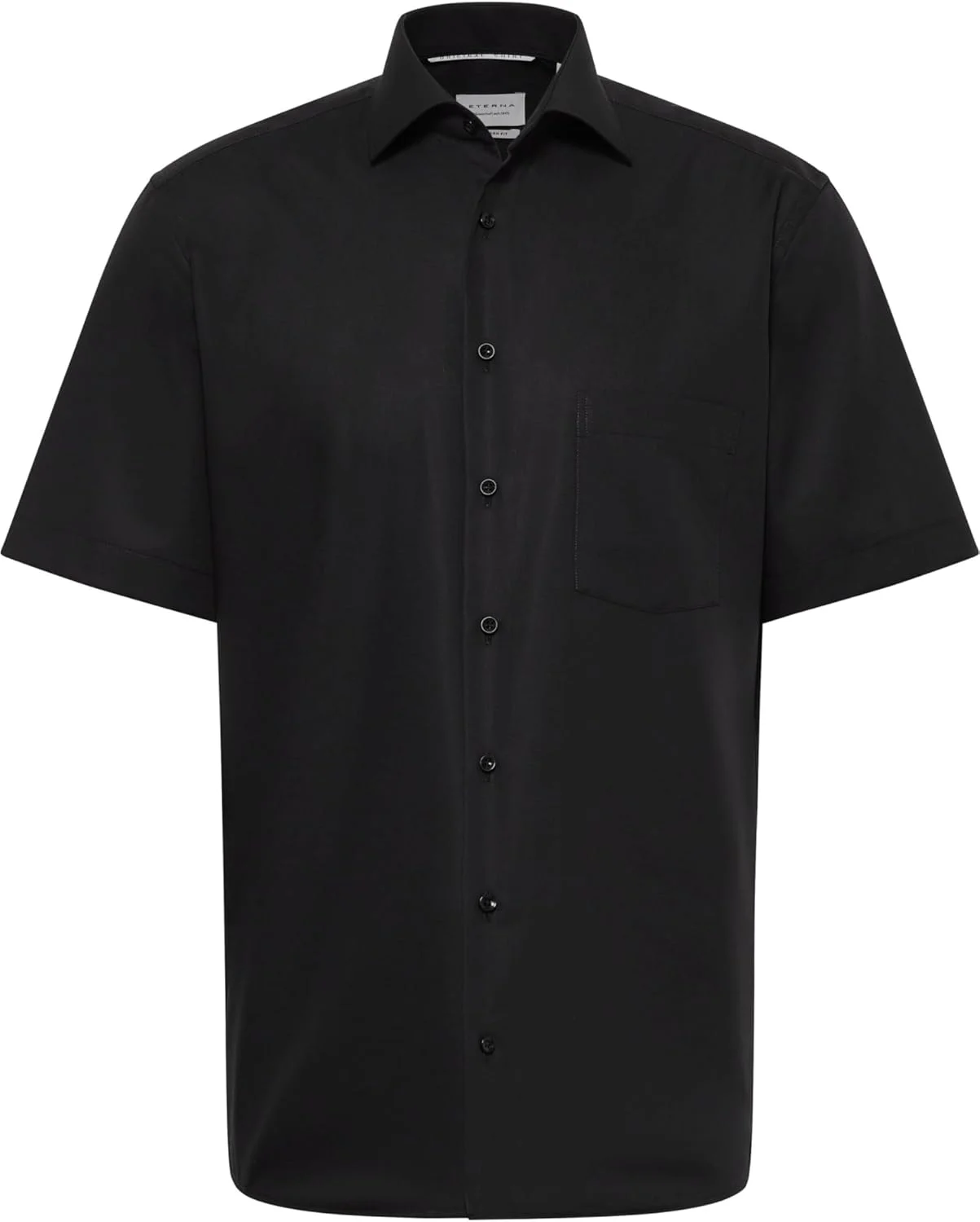 پیراهن آستین کوتاه مردانه ETERNA مدل Modern Fit، یقه New Kent، جنس پاپلین، مشکی، سایز 46 پیراهن آستین کوتاه مردانه ETERNA مدل Modern Fit، یقه New Kent، جنس پاپلین، مشکی، سایز 46