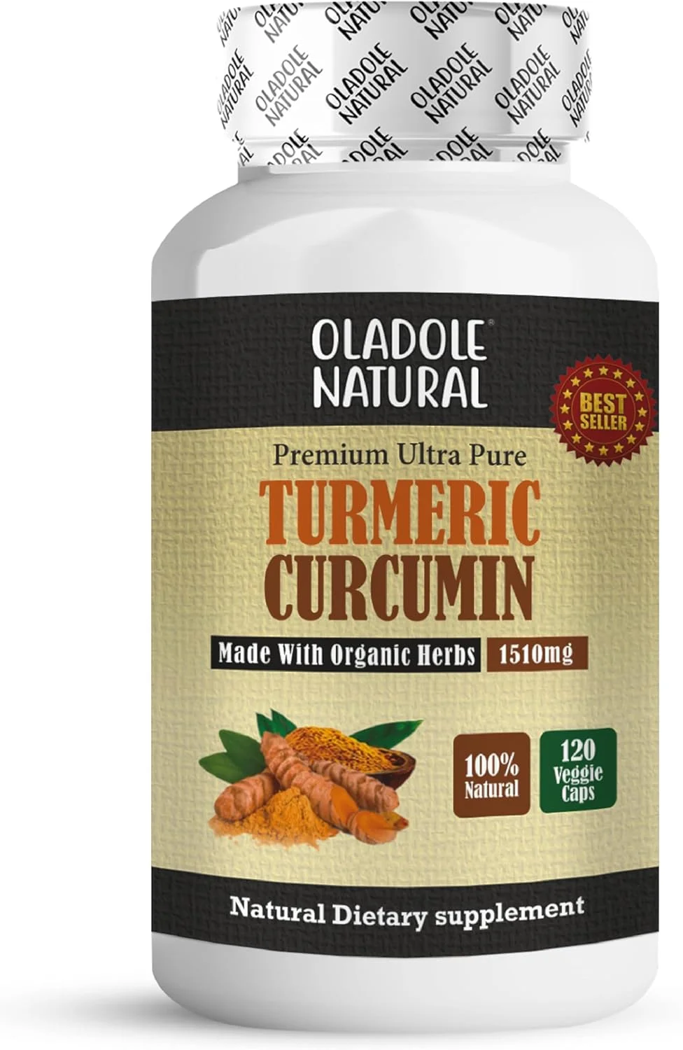 اولادول کورکومین زردچوبه طبیعی 1510 میلی گرم با فلفل سیاه - 120 کپسول | 95% کورکومینوئیدها | پشتیبانی از مفاصل، سیستم ایمنی و گوارش | سرشار از آنتی اکسیدان | مکمل سلامت پوست و کاهش استرس