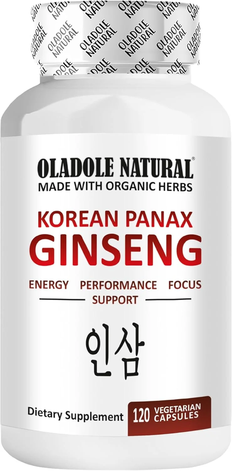 اولادول نچرال جینسینگ پاناکس قرمز کره‌ای 500 میلی‌گرم، 120 کپسول گیاهی برای افزایش انرژی و تقویت سیستم ایمنی، فرمول آداپتوژن ممتاز برای کاهش استرس و افزایش نشاط، جینسینوزیدهای با قدرت بالا | غیر تراریخته