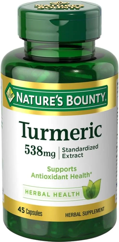 قرص های زردچوبه Nature's Bounty و مکمل گیاهی برای سلامتی، پشتیبانی از تسکین درد مفاصل و سلامت آنتی اکسیدانی، 538 میلی گرم، 45 کپسول