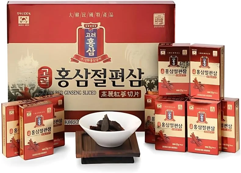 داروی گیاهی لقمان حکیم، باز کردن 7 فایده از برش های جینسینگ قرمز کره ای خوراکی برای شادابی و سلامتی! خوراکی | 100% خالص | 20 گرم در 10 بسته (200 گرم)