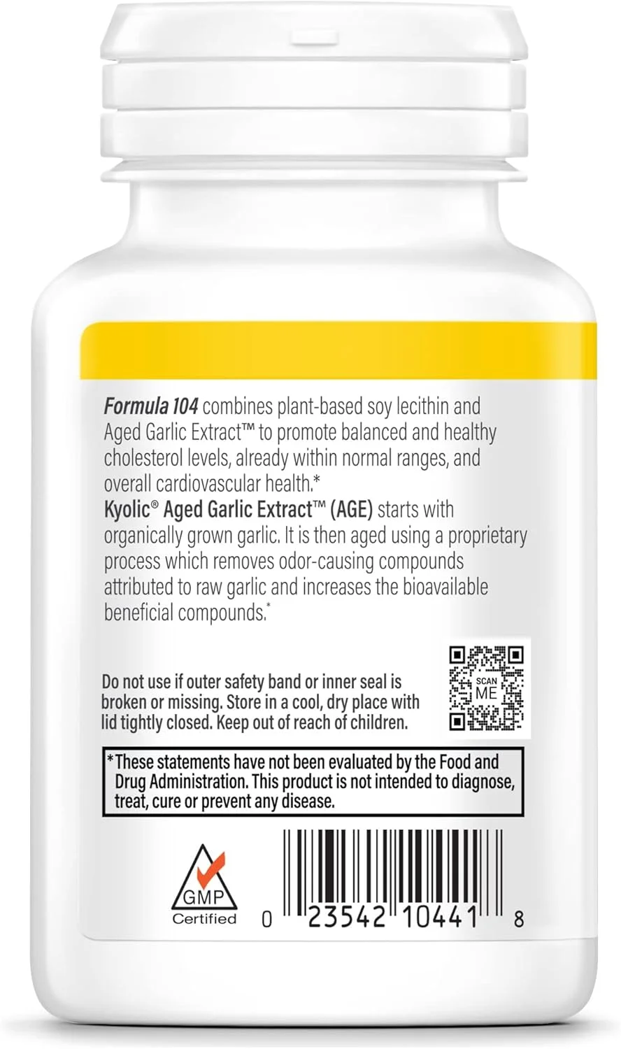 Kyolic Aged Garlic Extract Formula 104 Cholesterol, 100 Capsules