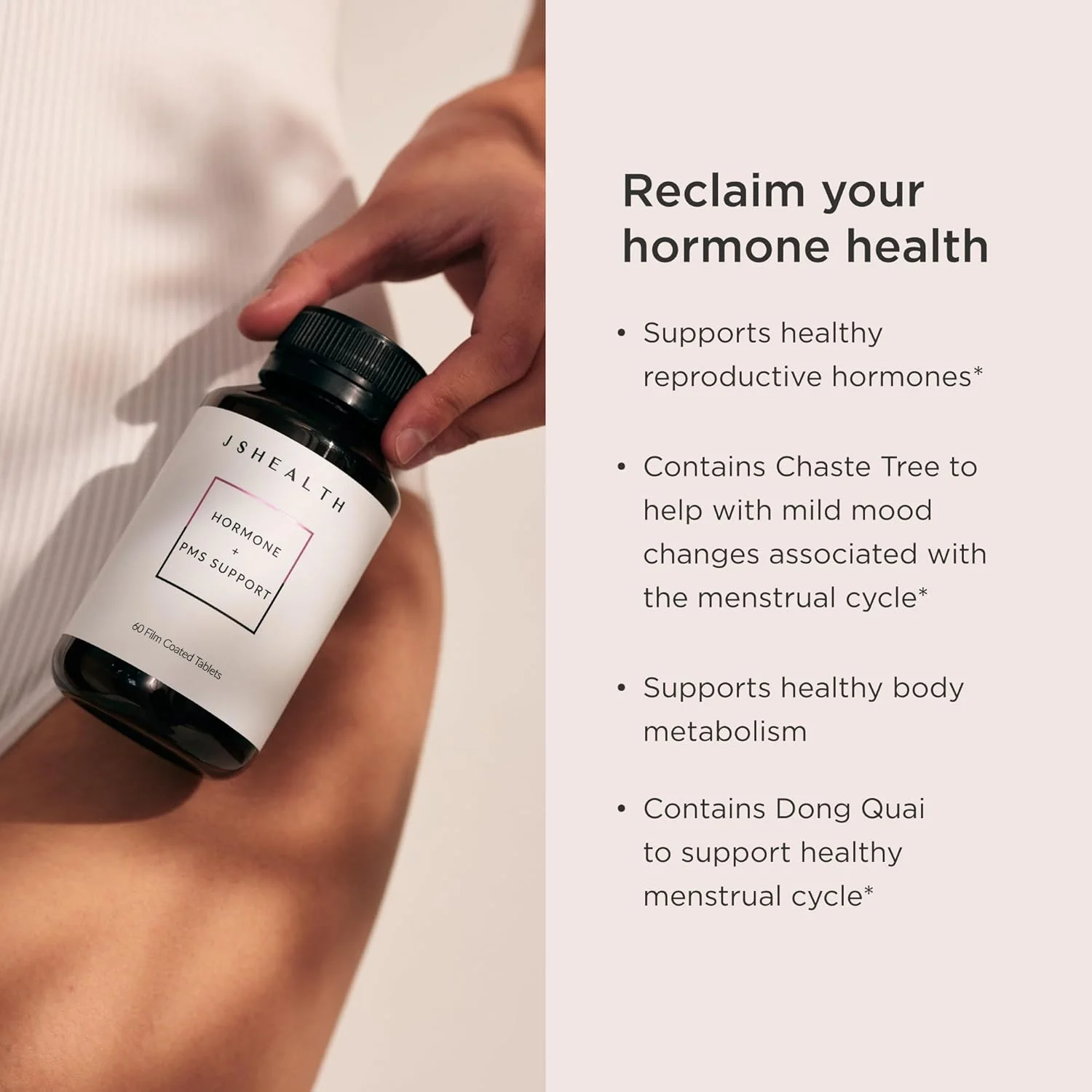 مکمل تعادل هورمونی ویتامین های JSHealth برای زنان و پشتیبانی از PMS - تسکین علائم قبل از قاعدگی با ویتامین های B3، B6 و منیزیم (60 عدد)