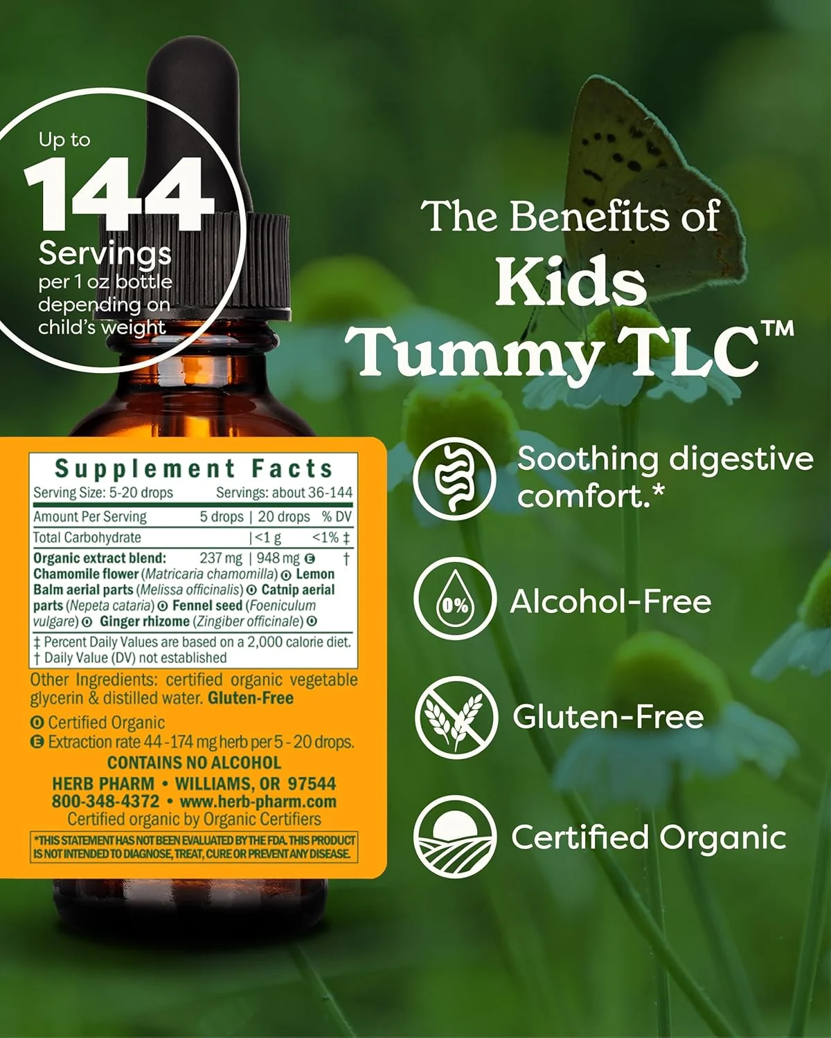 هرب فارم Kids Tummy TLC | با مواد طبیعی | برای تسکین ناراحتی معده | بدون الکل | بدون گلوتن | 1 اونس
