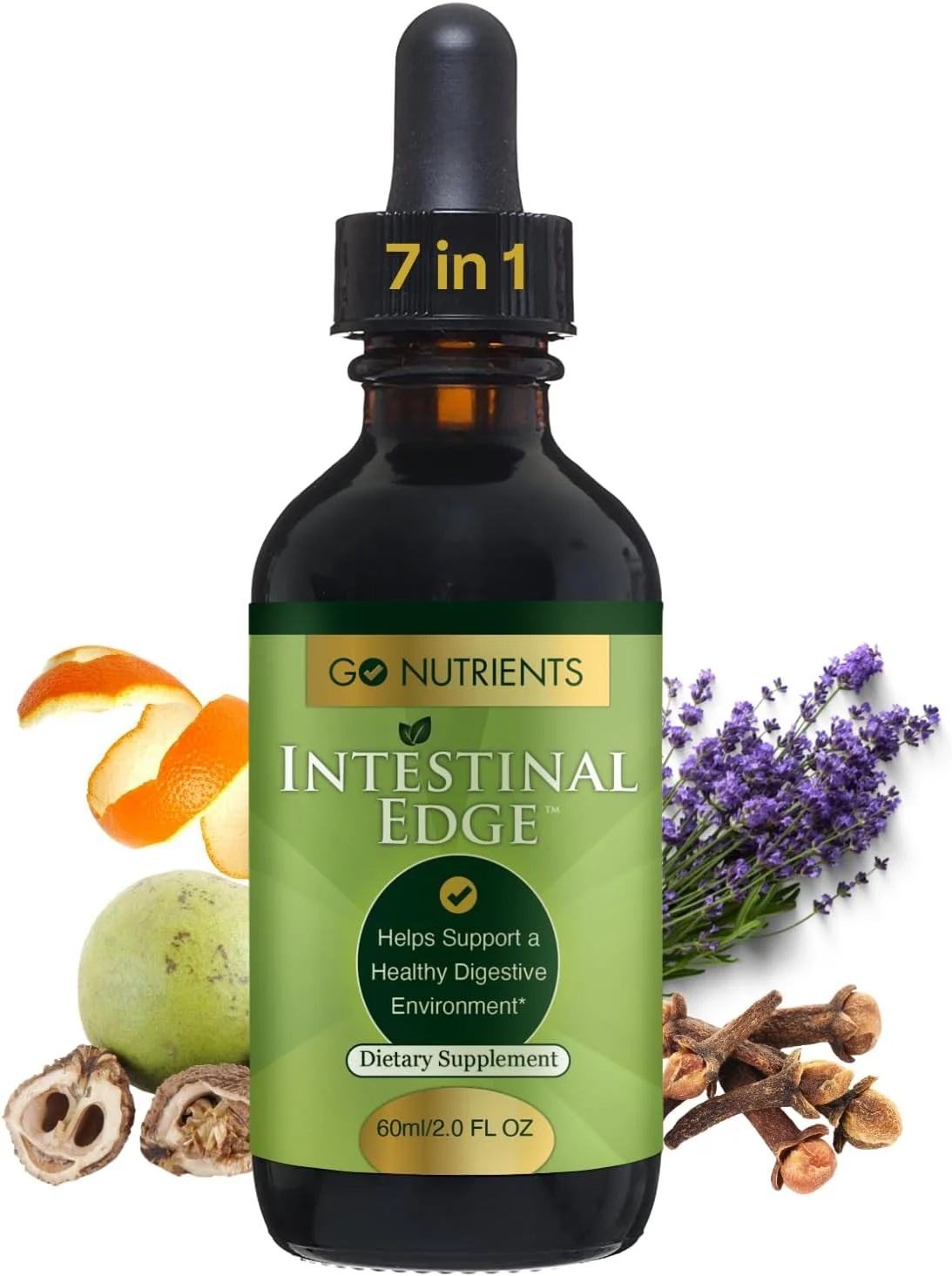 Go Nutrients Intestinal Edge - پاک کننده روده برای انسان با گیاه درمنه، گردوی سیاه، میخک - مایع سم زدا برای زنان، مردان، کودکان و بزرگسالان - پشتیبانی گیاهی ارگانیک برای هضم و سلامتی - 2oz