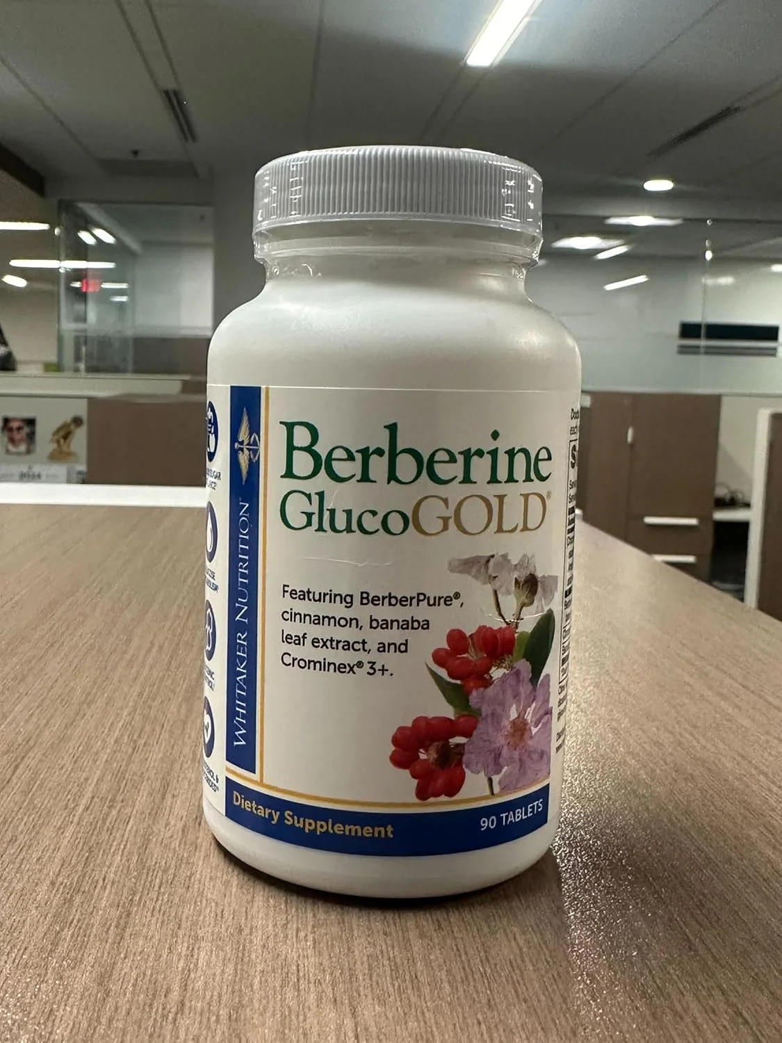 مکمل بربرین گلوکوگلد دکتر ویتاکر با 1500 میلی گرم بربرین خالص در روز، دارچین غلیظ شده، کروم کرومینکس و عصاره برگ بانابا (90 قرص)