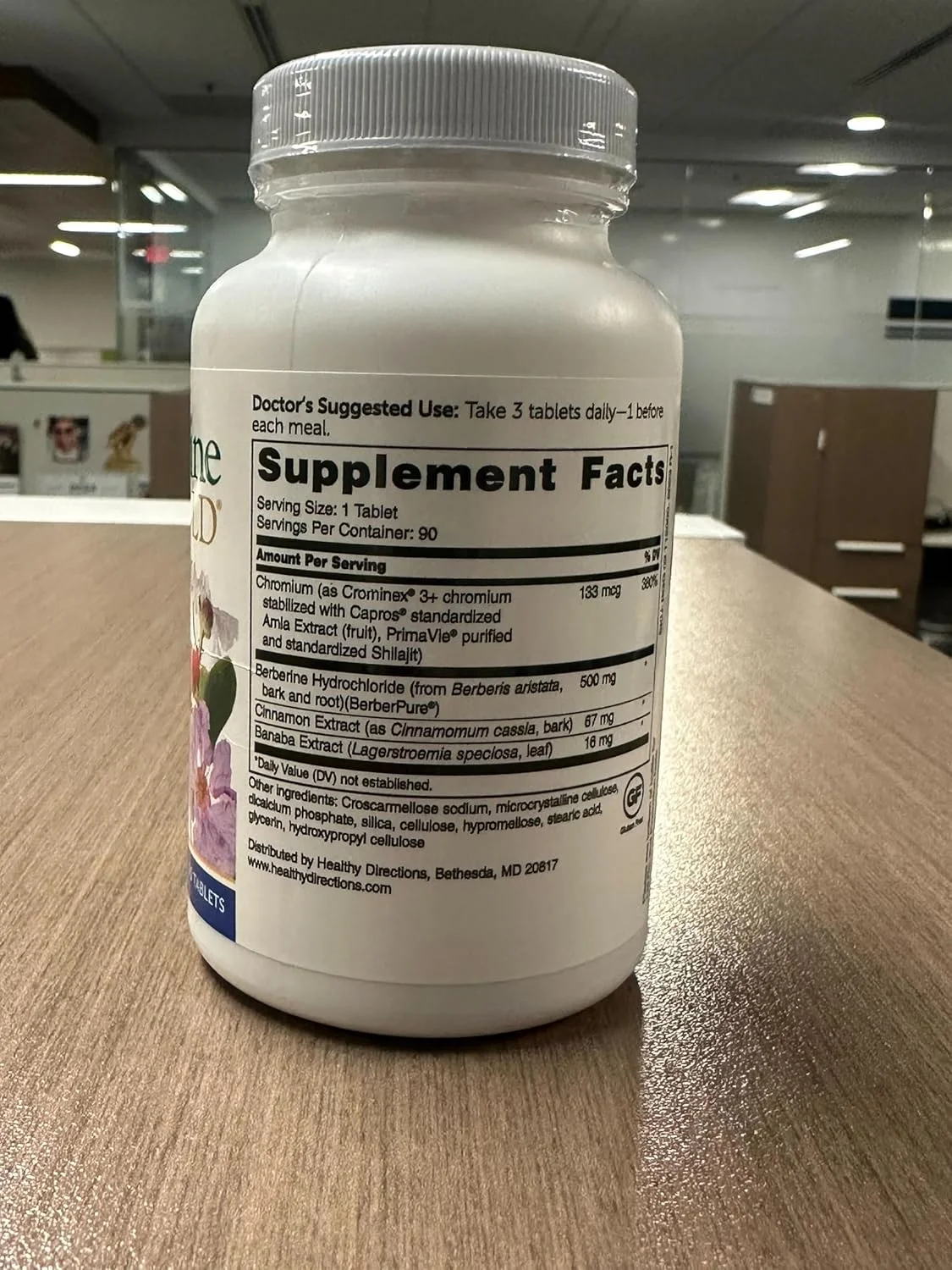 مکمل بربرین گلوکوگلد دکتر ویتاکر با 1500 میلی گرم بربرین خالص در روز، دارچین غلیظ شده، کروم کرومینکس و عصاره برگ بانابا (90 قرص)