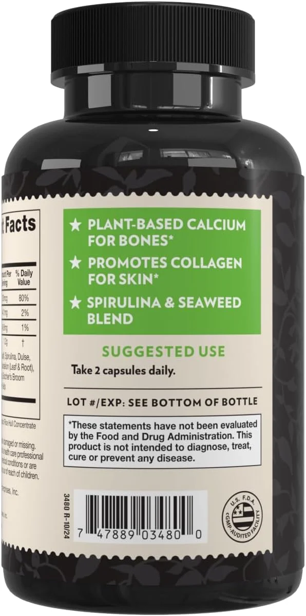 مکمل مواد معدنی اقیانوسی کریستال استار (60 کپسول) - مکمل گیاهی روزانه برای سلامت استخوان و کلاژن - سنجد دریایی، اسپیرولینا و یونجه ارگانیک - غیر GMO