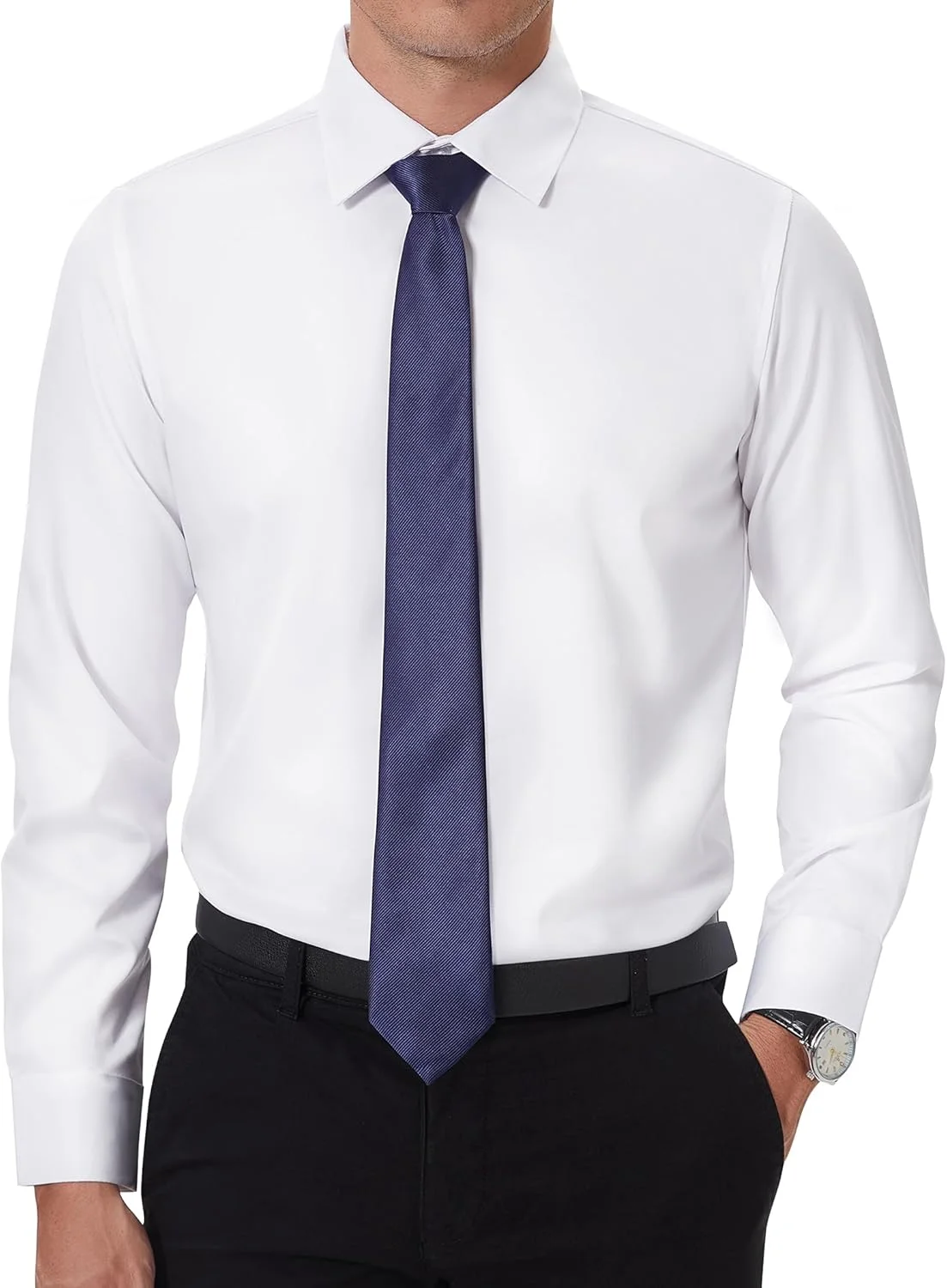 پیراهن مردانه DEMEANOR، آستین بلند، مناسب برای کار، مدل Slim Fit، پیراهن غیر رسمی و اتو آسان پیراهن مردانه DEMEANOR، آستین بلند، مناسب برای کار، مدل Slim Fit، پیراهن غیر رسمی و اتو آسان