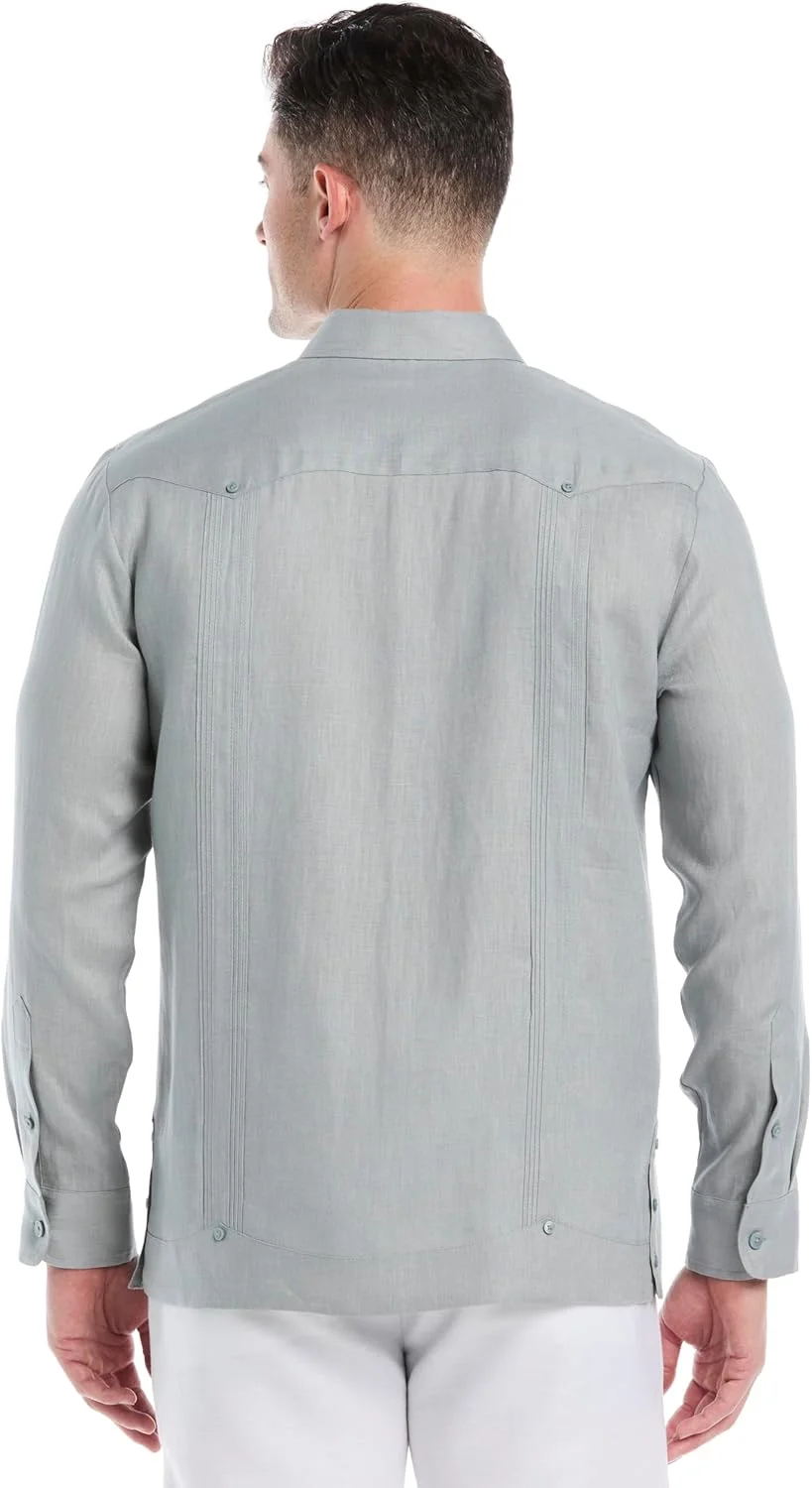 پیراهن مردانه کوباورا، 100% لینن، آستین بلند، چهار جیب، دکمه دار (موجود در سایزهای بزرگ)