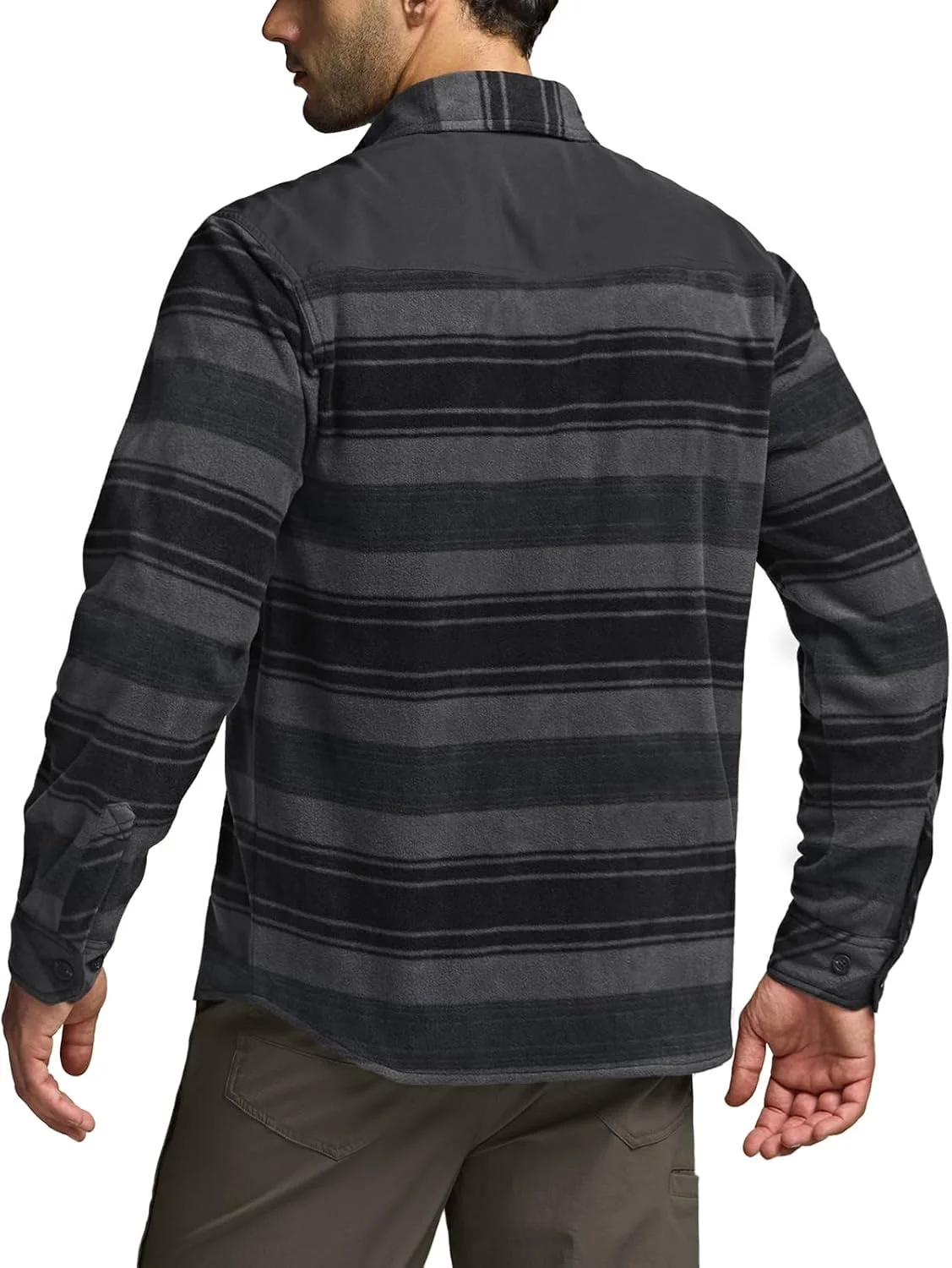 پیراهن پشمی سنگین وزن آستین بلند مردانه CQR، پیراهن دکمه دار چهارخانه، پیراهن گرم و غیررسمی فضای باز با جیب