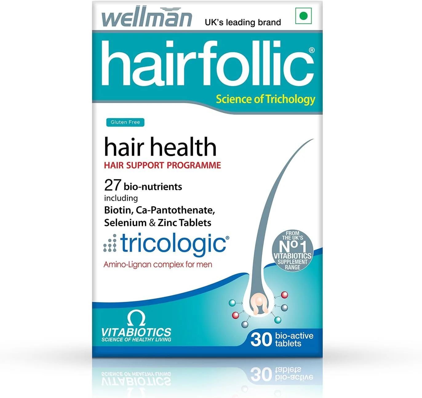 مکمل های مو HairFollic ولمن - (30 ویتامین و مواد معدنی) - 30 قرص