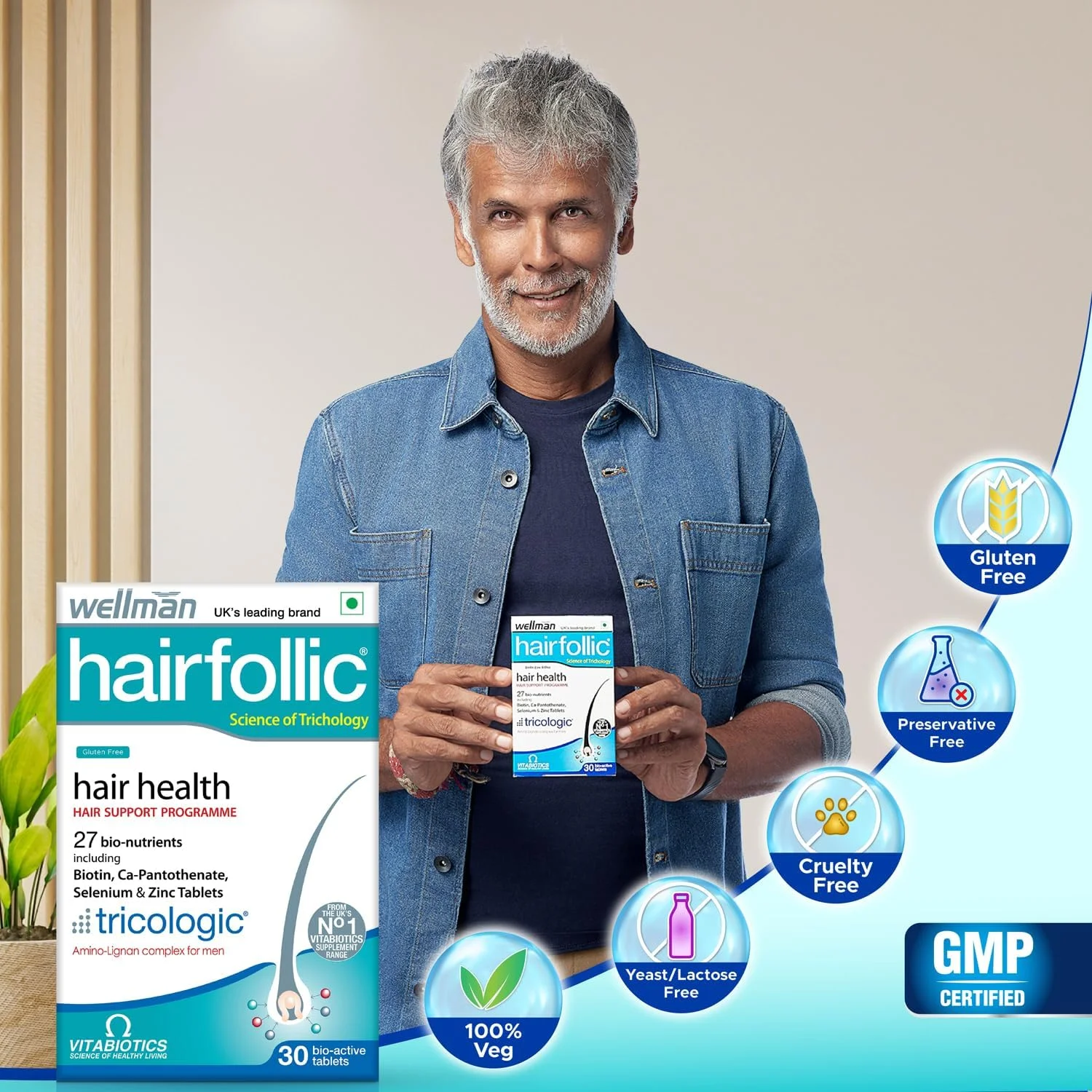 مکمل های مو HairFollic ولمن - (30 ویتامین و مواد معدنی) - 30 قرص مکمل های مو HairFollic ولمن - (30 ویتامین و مواد معدنی) - 30 قرص