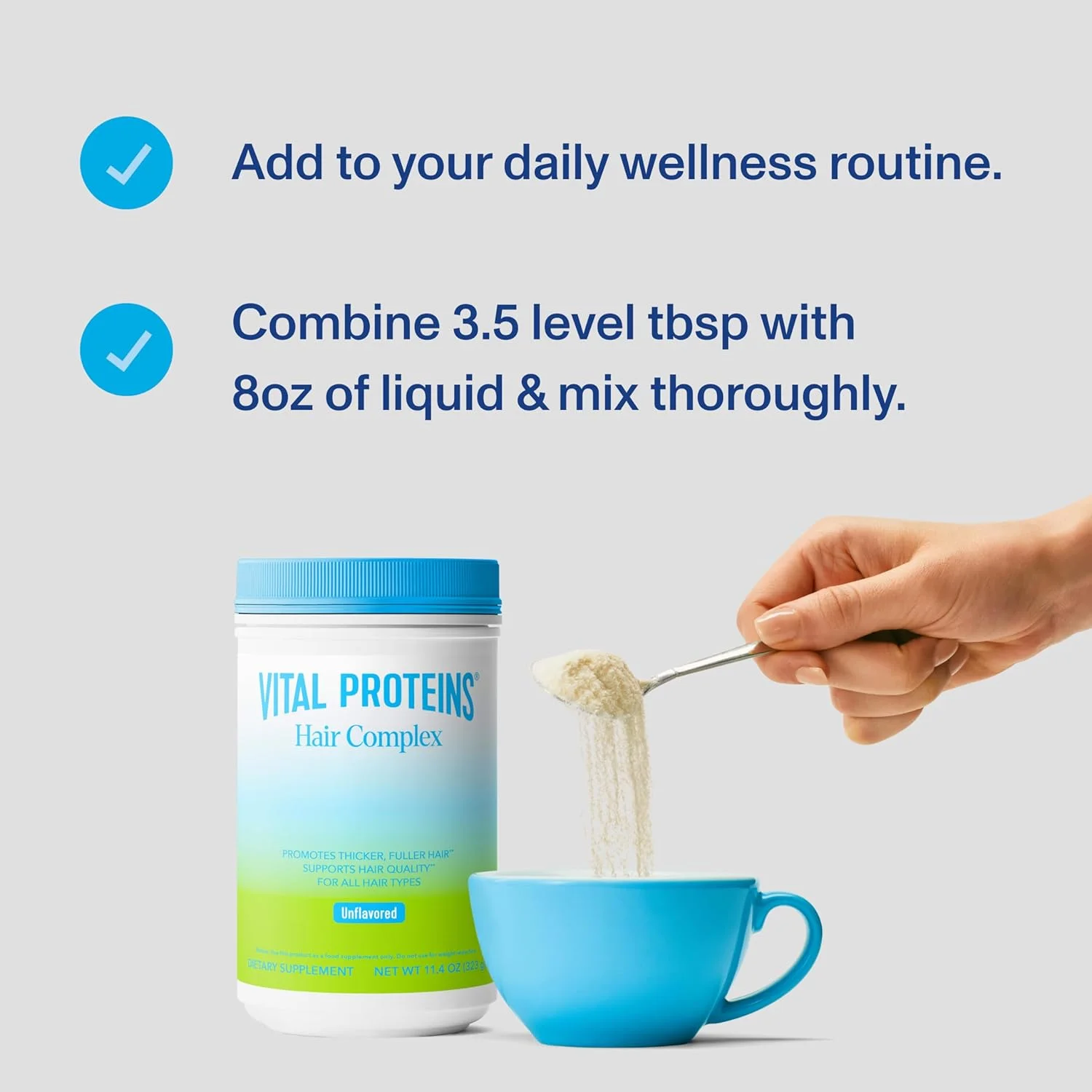 پپتیدهای کلاژن Vital Proteins + کمپلکس مو بیوتین 10000 میکروگرم، مکمل رشد مو - Lustriva با مطالعه بالینی برای تقویت موهای ضخیم تر و پرتر، 20 گرم کلاژن بدون طعم برای زنان، پودر 323 گرمی پپتیدهای کلاژن Vital Proteins + کمپلکس مو بیوتین 10000 میکروگرم، مکمل رشد مو - Lustriva با مطالعه بالینی برای تقویت موهای ضخیم تر و پرتر، 20 گرم کلاژن بدون طعم برای زنان، پودر 323 گرمی