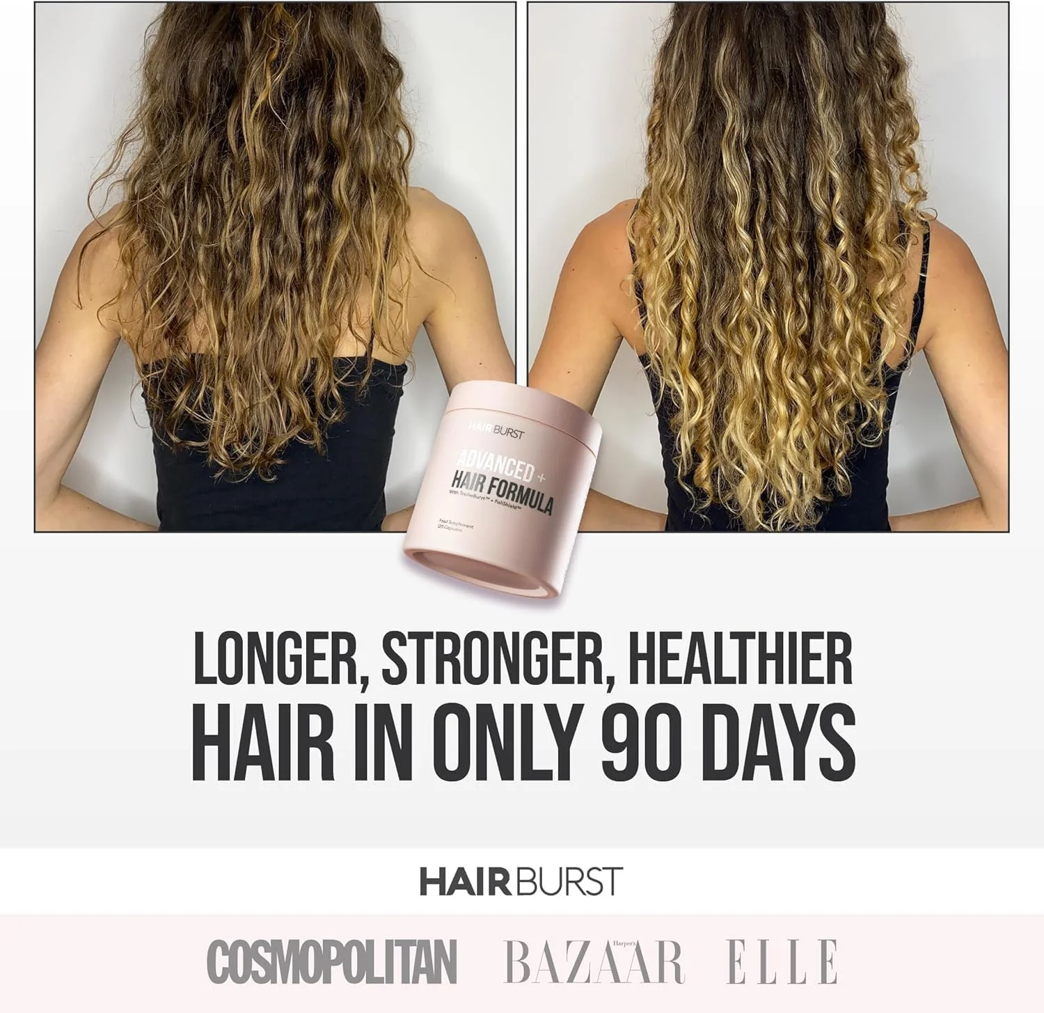 HAIR BURST Advanced+ Hair Loss Supplement - Targets Root Causes, Promotes Strong Growth - Natural, Science-Led Hair Product for Women - 4 Daily Capsules, 1 Solution
