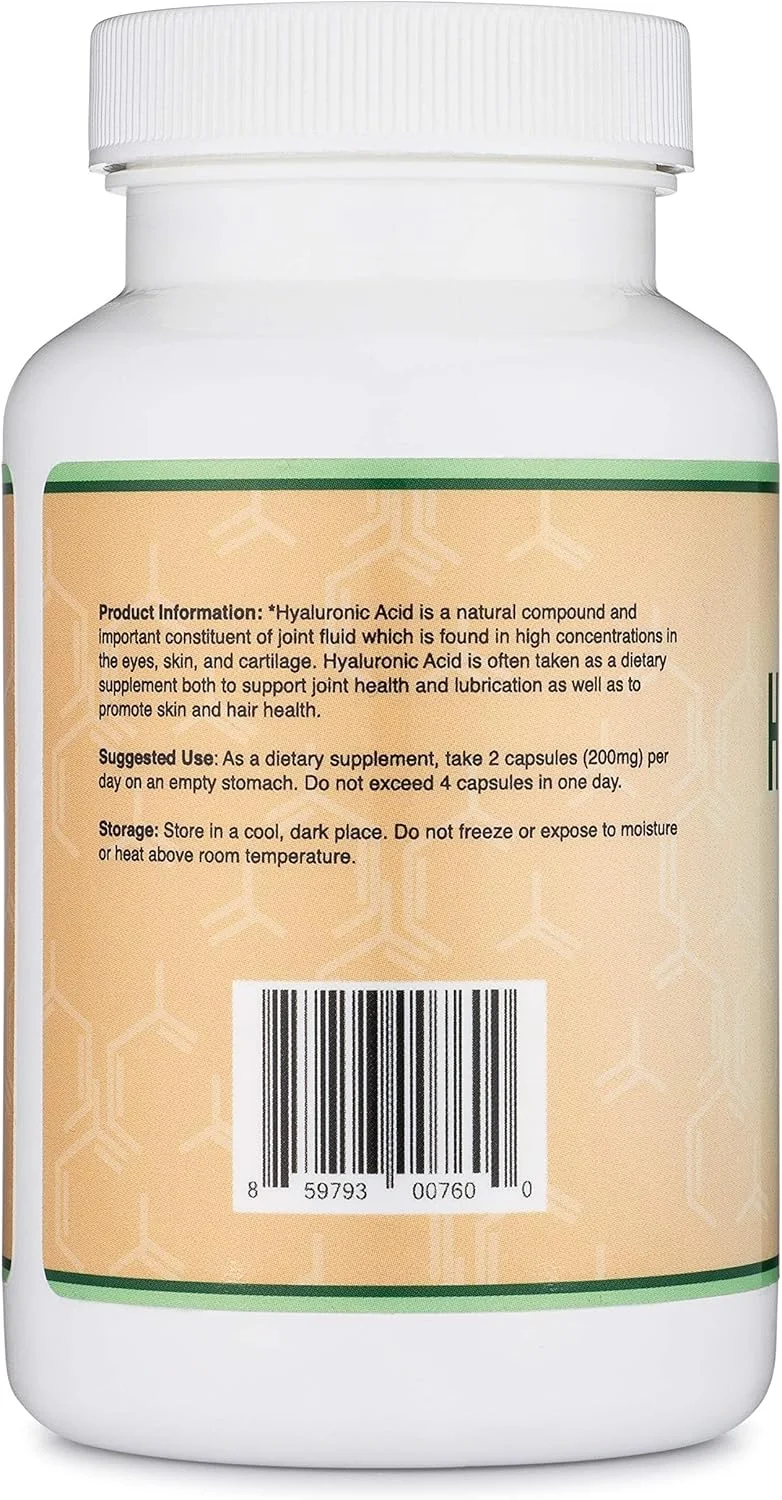 کپسول هیالورونیک اسید دابل وود Supplements - 180 عدد (تقویت کننده اثرات سرم هیالورونیک اسید برای صورت) 200 میلی گرم در هر وعده برای حمایت از پیری پوست و صورت (Acido Hialuronico)