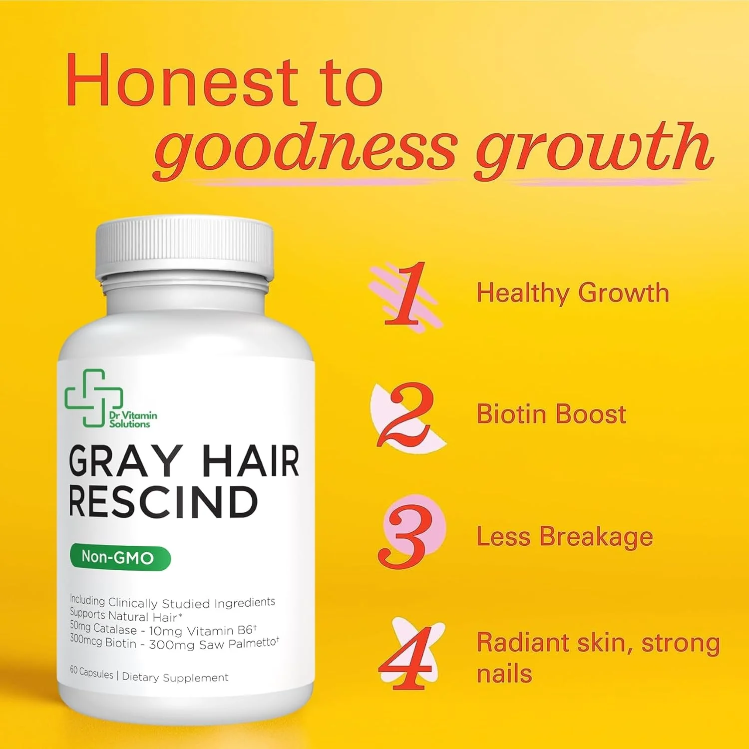 محصول DR Vitamin Solutions Gray Hair Rescind with Catalase - ویتامین های ضد پیری مو، پوست و ناخن، پانتوتنیک اسید، فولیک اسید 400 میکروگرم، بیوتین 300 میکروگرم، سائو پالمتو برای مردان و زنان محصول DR Vitamin Solutions Gray Hair Rescind with Catalase - ویتامین های ضد پیری مو، پوست و ناخن، پانتوتنیک اسید، فولیک اسید 400 میکروگرم، بیوتین 300 میکروگرم، سائو پالمتو برای مردان و زنان