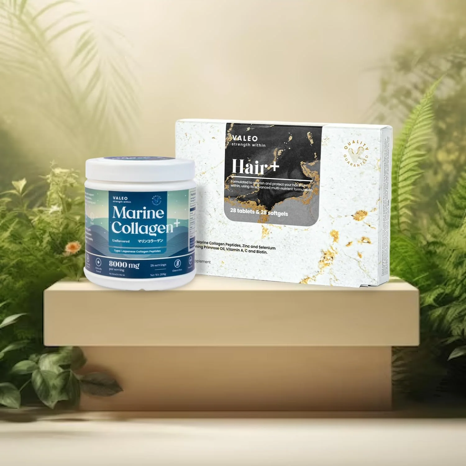 ترکیب کلاژن دریایی و مو Valeo: تغذیه مو، تقویت کلاژن، پشتیبانی از رشد سالم
