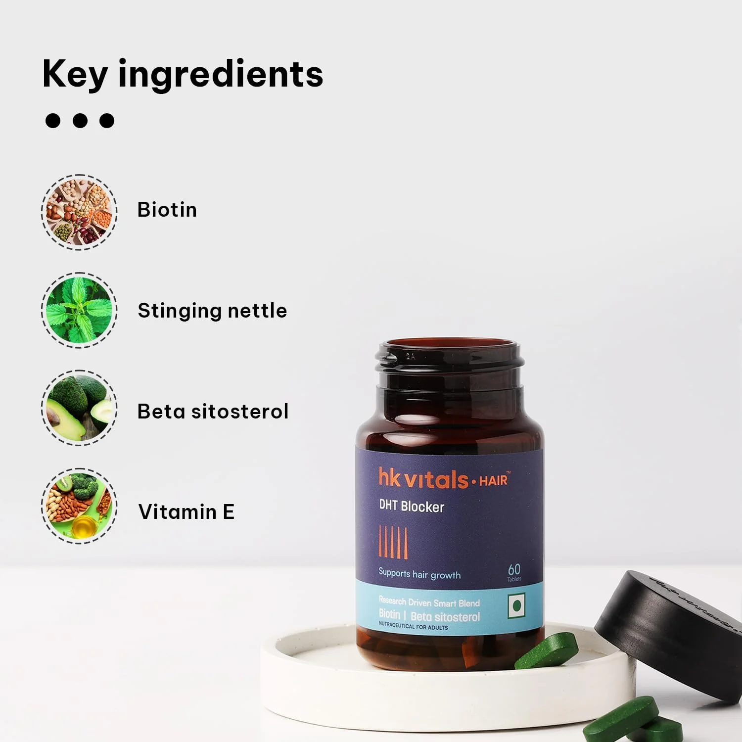 بسته ترکیبی HealthKart HK Vitals بیوتین 10000 میکروگرم، 60 قرص و مسدود کننده DHT با بیوتین، مکمل برای رشد مو، موهای قوی و پوست درخشان، 60 قرص بسته ترکیبی HealthKart HK Vitals بیوتین 10000 میکروگرم، 60 قرص و مسدود کننده DHT با بیوتین، مکمل برای رشد مو، موهای قوی و پوست درخشان، 60 قرص