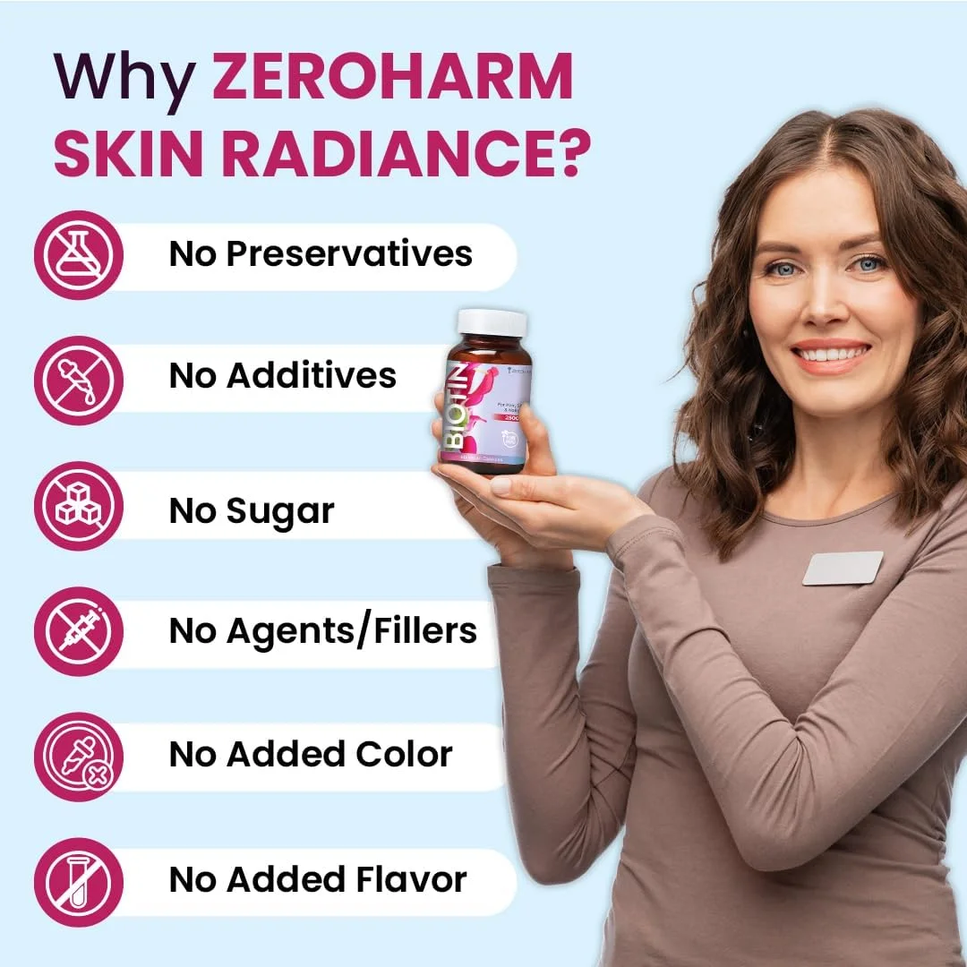مکمل بیوتین 2500 میکروگرم ZEROHARM - ویتامین B7 گیاهی با فناوری نانو برای جذب بهتر - پشتیبانی از رشد مو، آبرسانی پوست و استحکام ناخن - برای آقایان و بانوان - 60 کپسول وگان مکمل بیوتین 2500 میکروگرم ZEROHARM - ویتامین B7 گیاهی با فناوری نانو برای جذب بهتر - پشتیبانی از رشد مو، آبرسانی پوست و استحکام ناخن - برای آقایان و بانوان - 60 کپسول وگان
