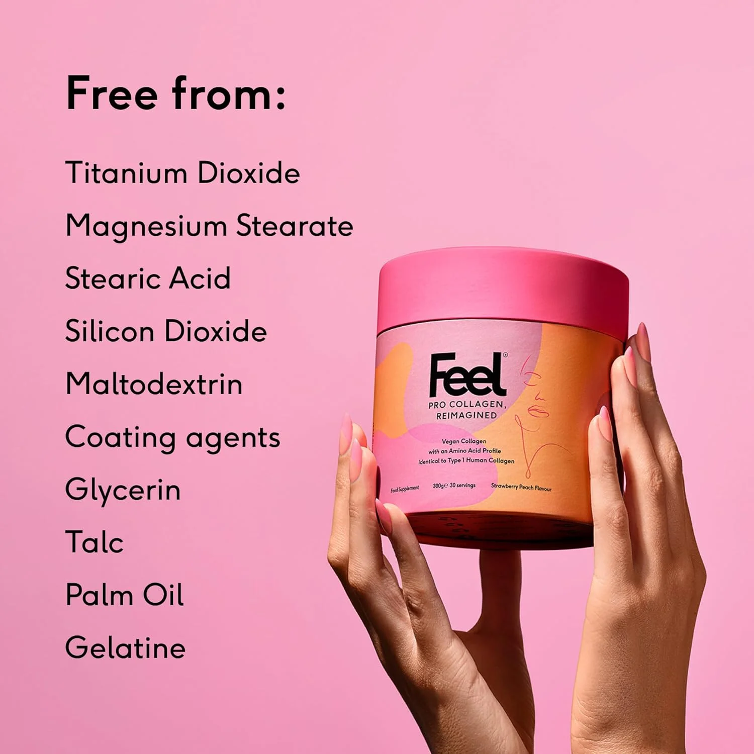 پودر کلاژن Feel Pro، نوشیدنی مکمل کلاژن با طعم توت فرنگی و هلو، وگان، پشتیبانی ضد چروک، افزایش خاصیت ارتجاعی پوست، احیا و پشتیبانی از رشد مو و ناخن (30 سروینگ)