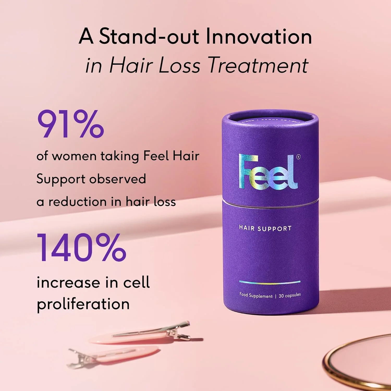 مکمل رشد مو Feel Hair Support - پشتیبانی طبیعی برای موهای نازک با کرانات و بیوتین - تقویت کننده فولیکول ها، افزایش درخشندگی و حجم - 100% حلال، وگان - 30 کپسول مکمل رشد مو Feel Hair Support - پشتیبانی طبیعی برای موهای نازک با کرانات و بیوتین - تقویت کننده فولیکول ها، افزایش درخشندگی و حجم - 100% حلال، وگان - 30 کپسول
