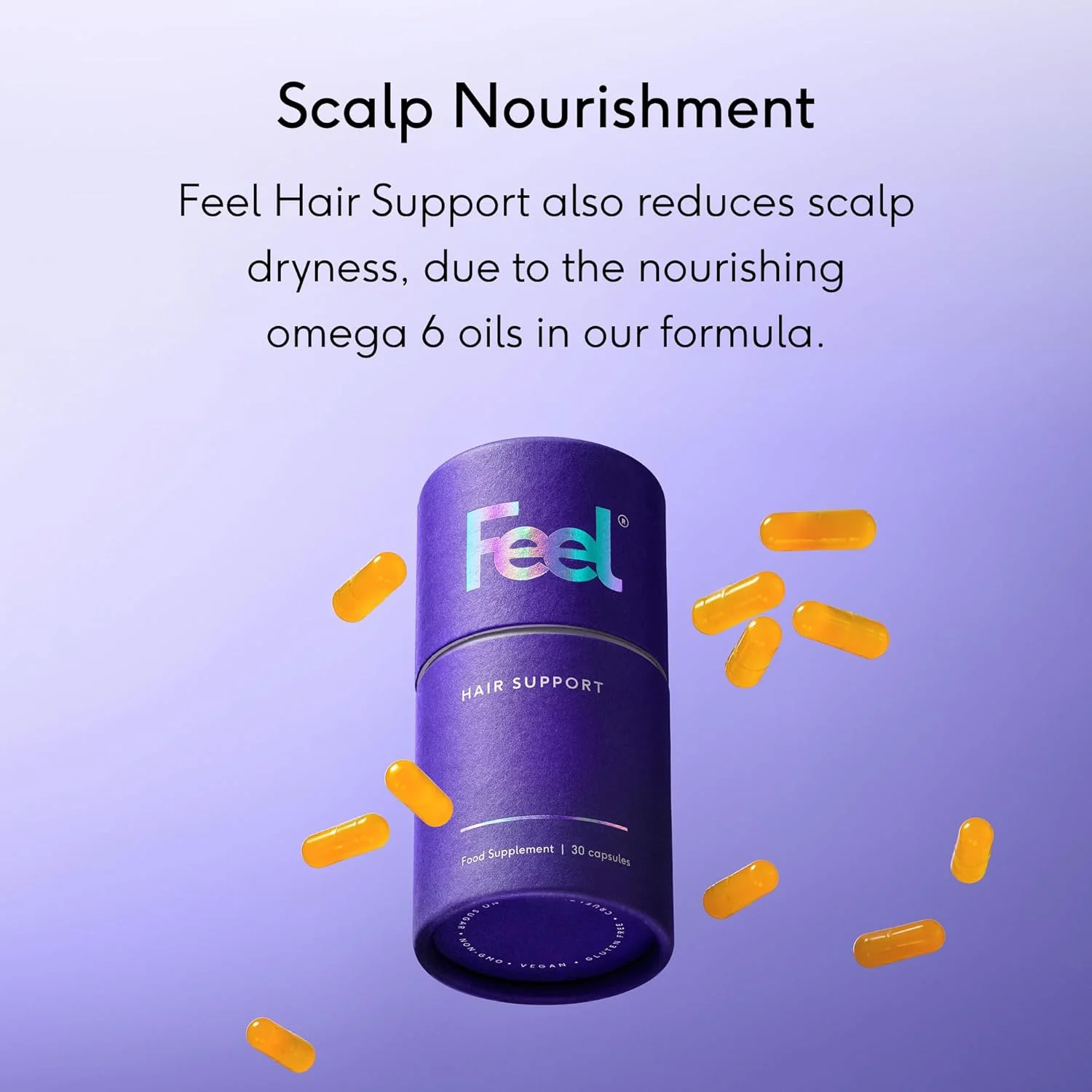 مکمل رشد مو Feel Hair Support - پشتیبانی طبیعی برای موهای نازک با کرانات و بیوتین - تقویت کننده فولیکول ها، افزایش درخشندگی و حجم - 100% حلال، وگان - 30 کپسول مکمل رشد مو Feel Hair Support - پشتیبانی طبیعی برای موهای نازک با کرانات و بیوتین - تقویت کننده فولیکول ها، افزایش درخشندگی و حجم - 100% حلال، وگان - 30 کپسول