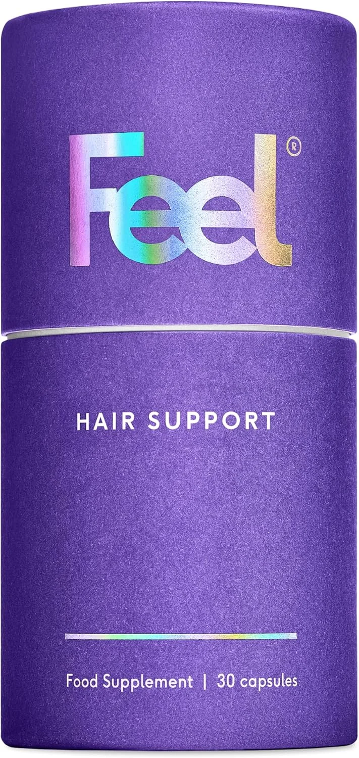 مکمل رشد مو Feel Hair Support - پشتیبانی طبیعی برای موهای نازک با کرانات و بیوتین - تقویت کننده فولیکول ها، افزایش درخشندگی و حجم - 100% حلال، وگان - 30 کپسول