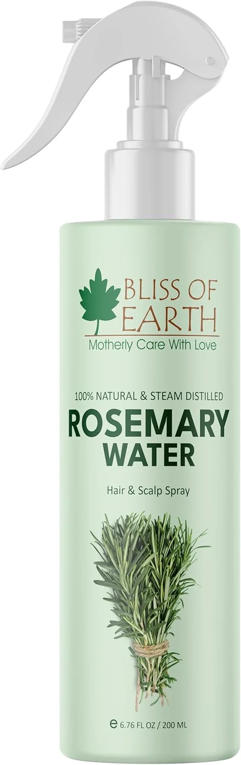 آب رزماری Bliss of Earth برای رشد مو، اسپری رزماری برای درمان ریزش مو، اسپری 100% طبیعی تقطیر شده با بخار برای مراقبت از پوست، کمک به کاهش ریزش مو، تقویت کننده مو – 200 میلی لیتر