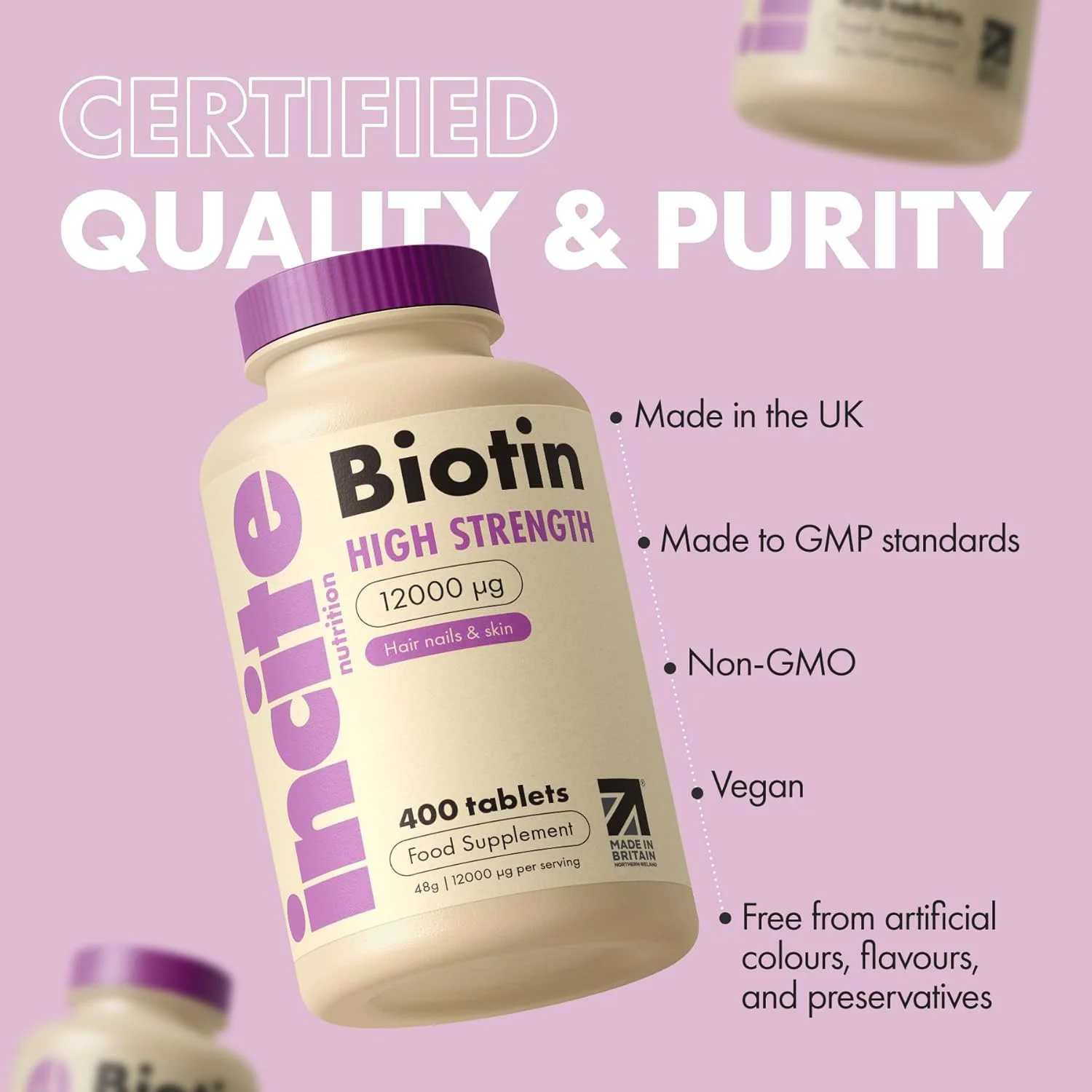 Incite Nutrition Biotin Hair Growth Supplement 12,000mcg - 400 Tiny 6mm Tablets (Full Year Plus Supply) - Biotin Hair Growth Tablets for Men & Women Biotin Tablets Incite Nutrition Biotin Hair Growth Supplement 12,000mcg - 400 Tiny 6mm Tablets (Full Year Plus Supply) - Biotin Hair Growth Tablets for Men & Women Biotin Tablets