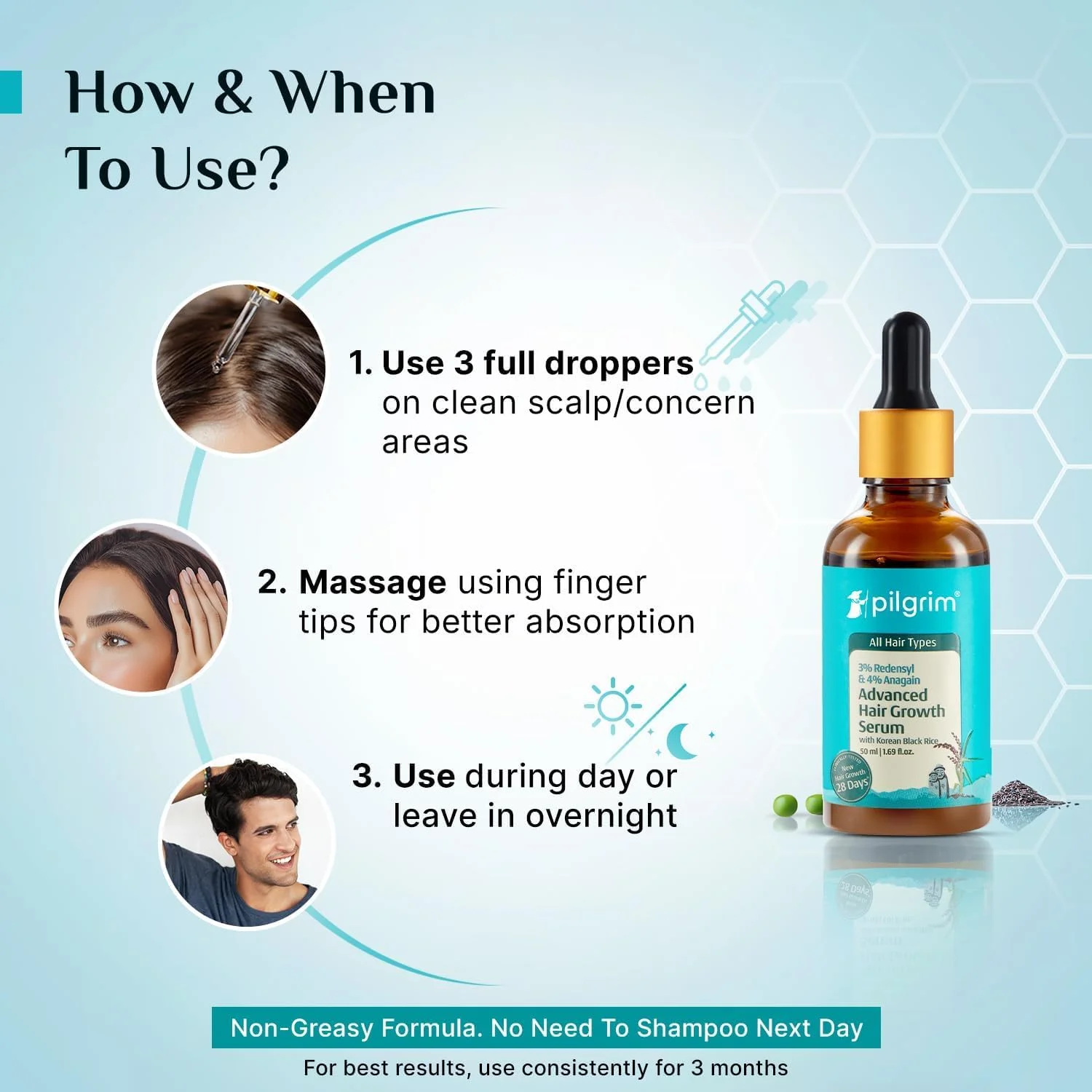 Pilgrim Redensyl 3% + Anagain 4% + Baicapil Advanced Hair Growth Serum (50ml) for Scalp with Korean Black Rice, Saw Palmetto | Control Hair Fall, Stimulate Hair Regrowth, Hair (50ml) Pilgrim Redensyl 3% + Anagain 4% + Baicapil Advanced Hair Growth Serum (50ml) for Scalp with Korean Black Rice, Saw Palmetto | Control Hair Fall, Stimulate Hair Regrowth, Hair (50ml)