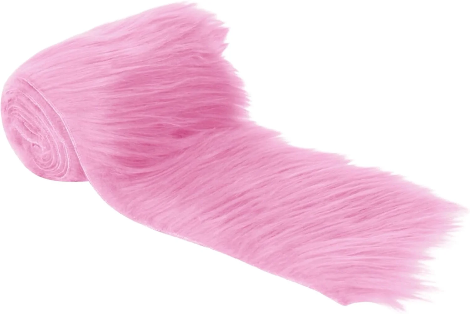 FabricLA Shaggy Faux Fur Roll - 2" X 60" Inches Trim Fur Rolls - 2.5 Inch Pile Length - Artificial Fur Material - Use Faux Fur Piece for Crafts, DIY, Costume Design, Decoration - Baby Pink