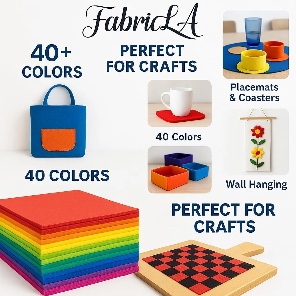 پارچه نمدی اکریلیک FabricLA - عرض 183 سانتی متر و ضخامت 1.6 میلی متر، نمدی نرم و غیر سفت متری - استفاده از رول نمدی نرم برای صنایع دستی، خیاطی، کوسن، لایی، هنرها و صنایع دستی DIY (1 یارد، قرمز)