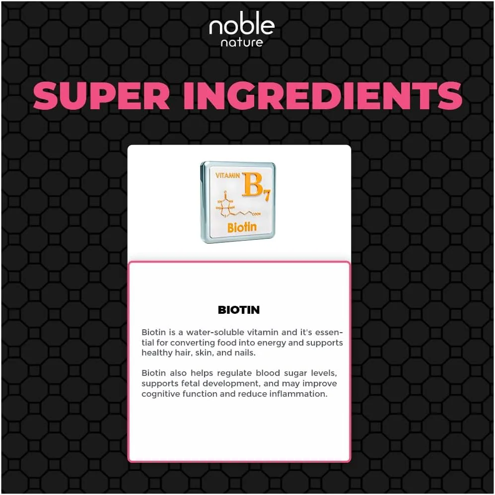 Noble Nature Biotin 2500MCG, Supplement for Hair Growth, Strong Hair and Glowing Skin, Fights Nail Brittleness, 120 Biotin Tablets Noble Nature Biotin 2500MCG, Supplement for Hair Growth, Strong Hair and Glowing Skin, Fights Nail Brittleness, 120 Biotin Tablets