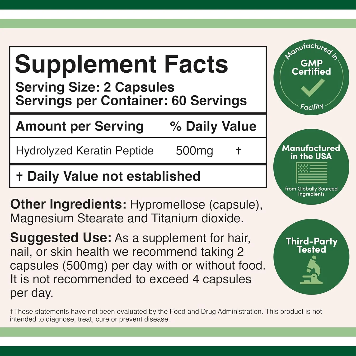 Double Wood Supplements Keratin Hair Growth Vitamin (500mg per Serving, 120 Pills) Keratin Hair Treatment for Men and Women (Vital Protein for Hair, Skin, and Nails) Double Wood Supplements Keratin Hair Growth Vitamin (500mg per Serving, 120 Pills) Keratin Hair Treatment for Men and Women (Vital Protein for Hair, Skin, and Nails)