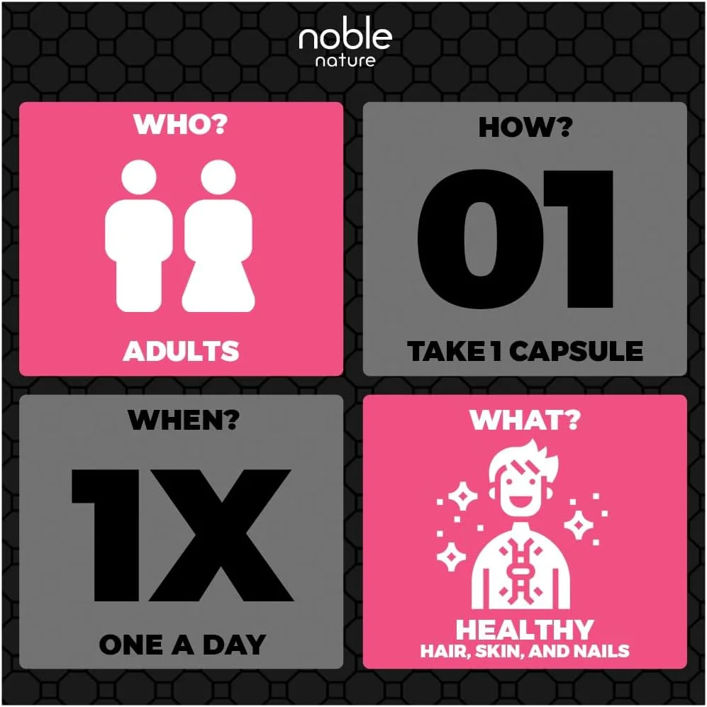 Noble Nature Biotin 2500MCG, Supplement for Hair Growth, Strong Hair and Glowing Skin, Fights Nail Brittleness, 120 Biotin Tablets Noble Nature Biotin 2500MCG, Supplement for Hair Growth, Strong Hair and Glowing Skin, Fights Nail Brittleness, 120 Biotin Tablets