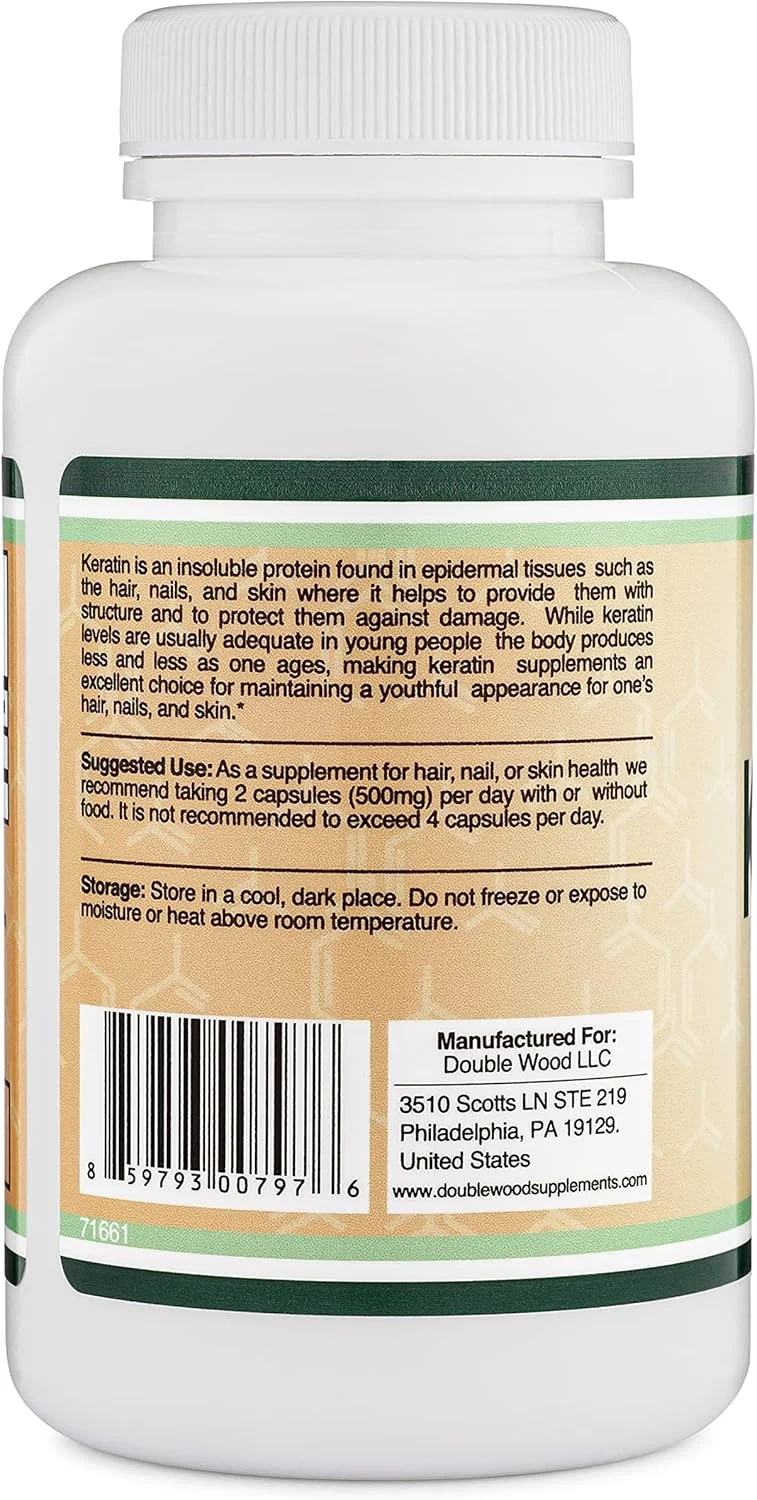 Double Wood Supplements Keratin Hair Growth Vitamin (500mg per Serving, 120 Pills) Keratin Hair Treatment for Men and Women (Vital Protein for Hair, Skin, and Nails) Double Wood Supplements Keratin Hair Growth Vitamin (500mg per Serving, 120 Pills) Keratin Hair Treatment for Men and Women (Vital Protein for Hair, Skin, and Nails)